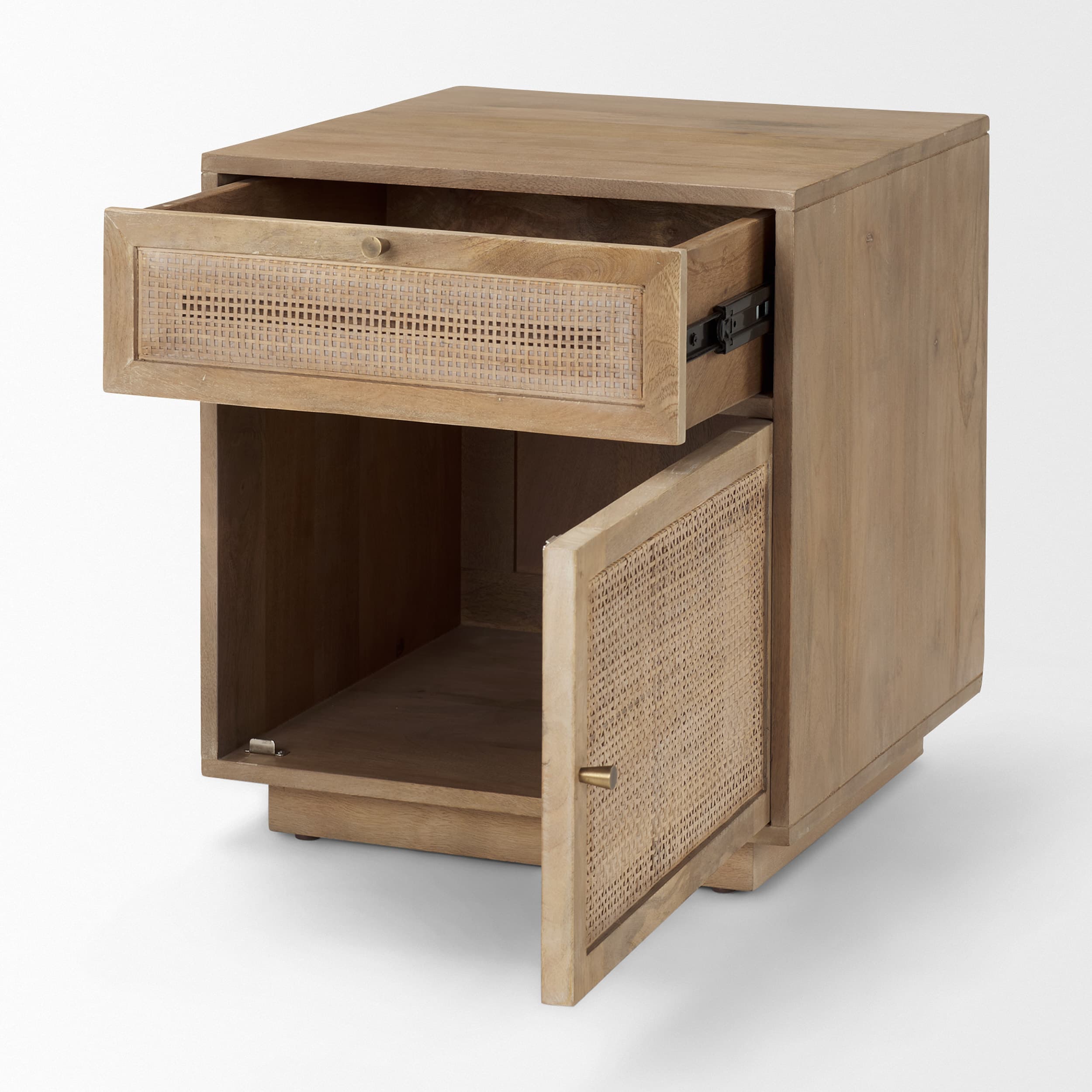 Grier Light Brown Wood w/ Cane End Table — product photograph