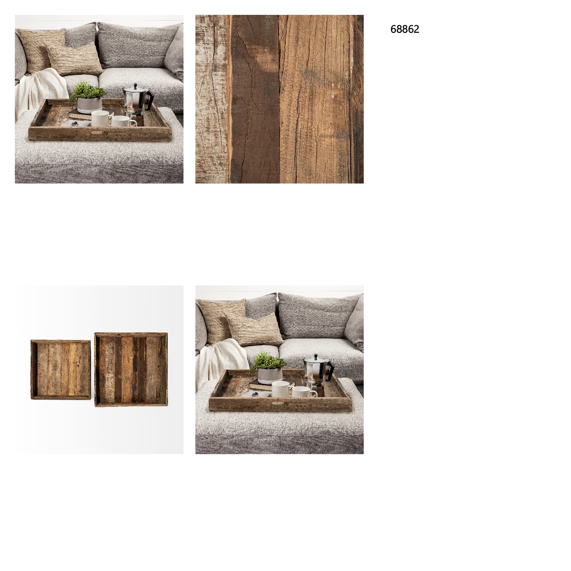 Carson (Large) 30L x 30W Brown Reclaimed Wood Tray — in a styled room