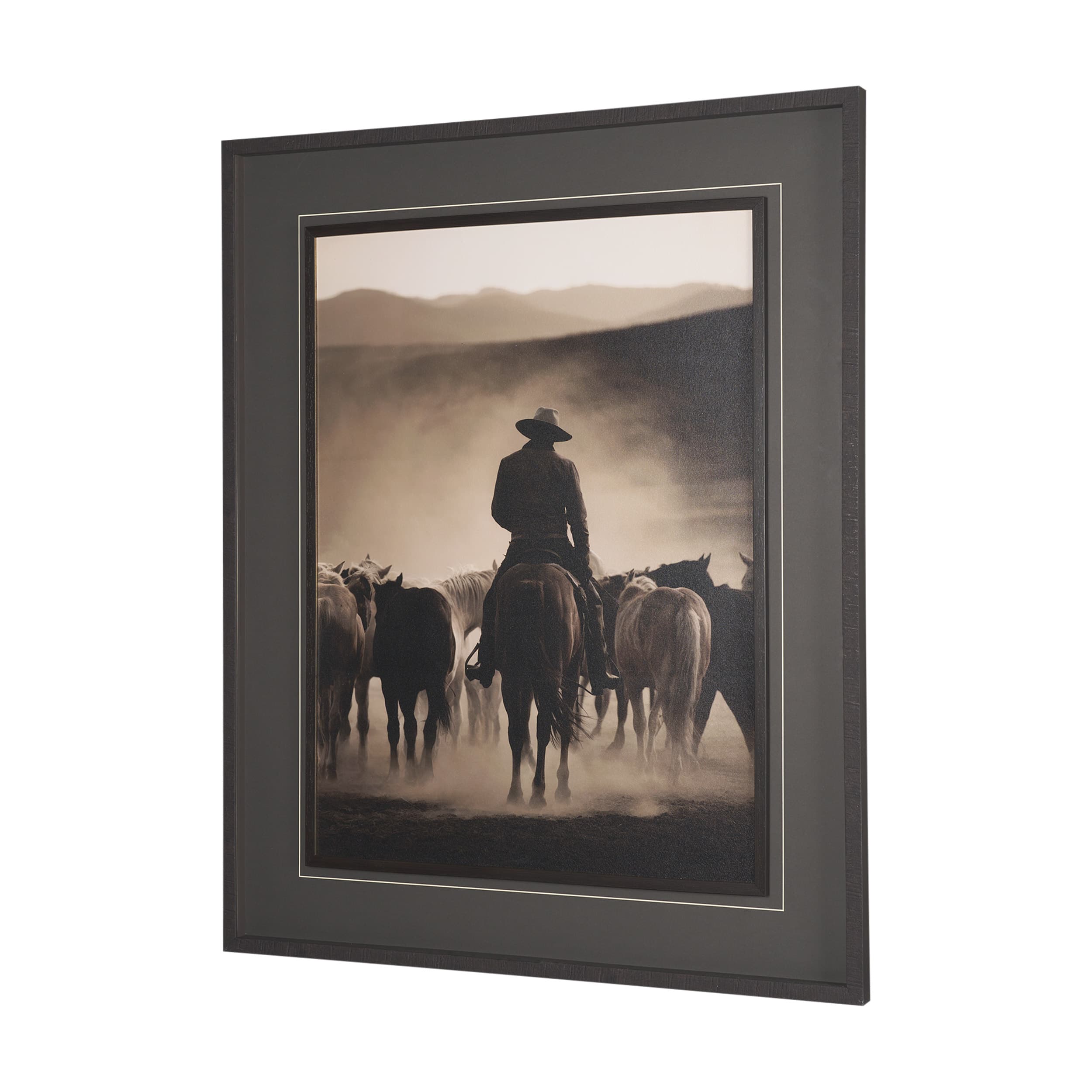 Western Horse Drive by Andreas Magnusson Textured FramedPhoto Print Matted under Glass — product photograph