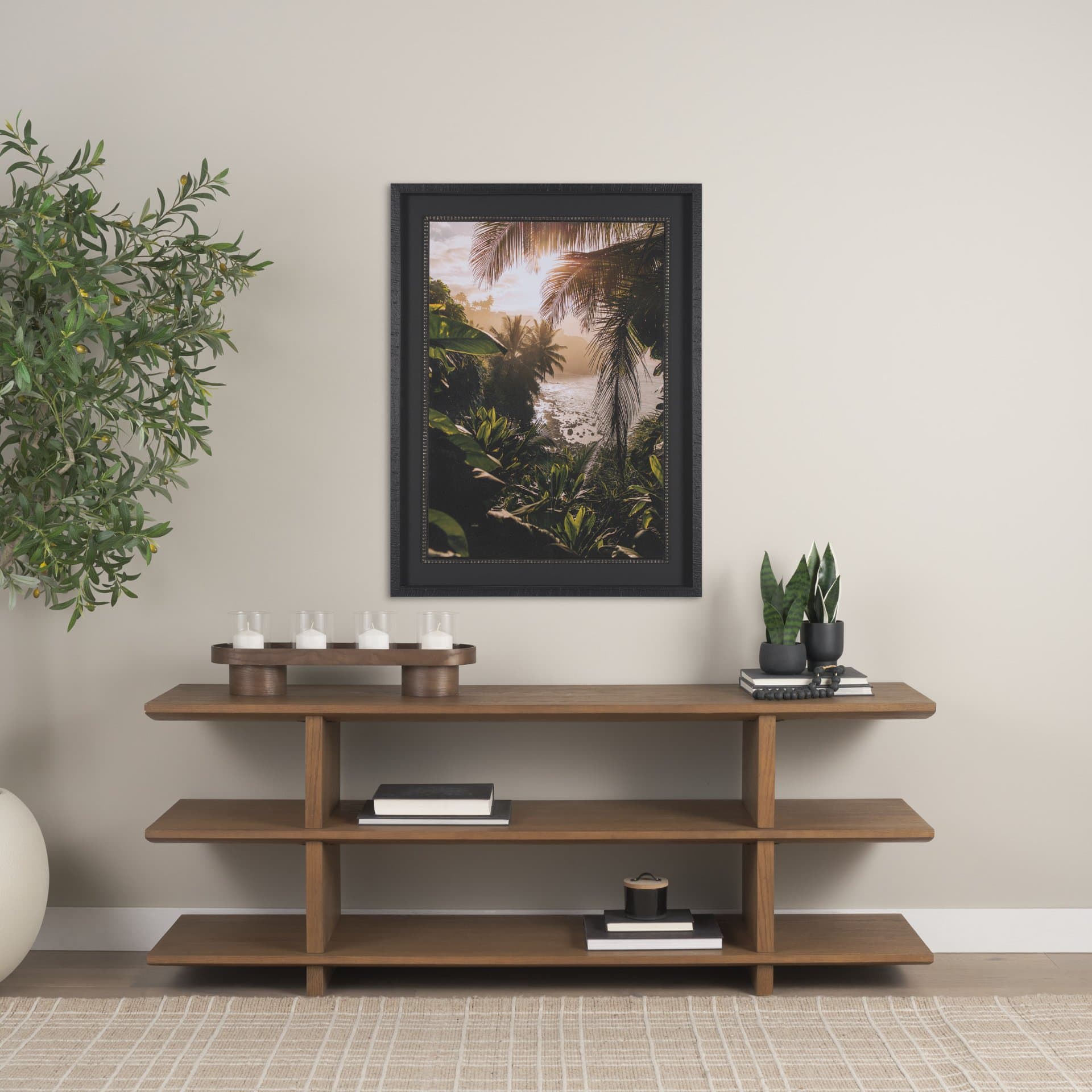 Princeville Kauai Jungle by Stefan and Audrey Textured Framed Photo Print Matted under Glass — in a styled room