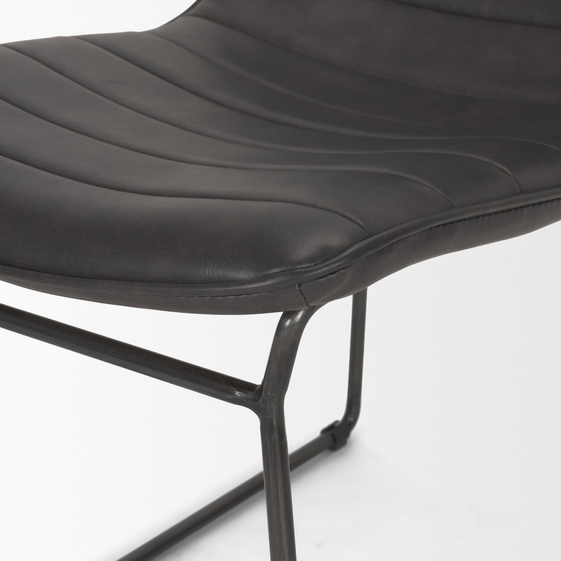 Thornton Solid Back Dining Side Chair | Faux Leather w/ Iron — product photograph