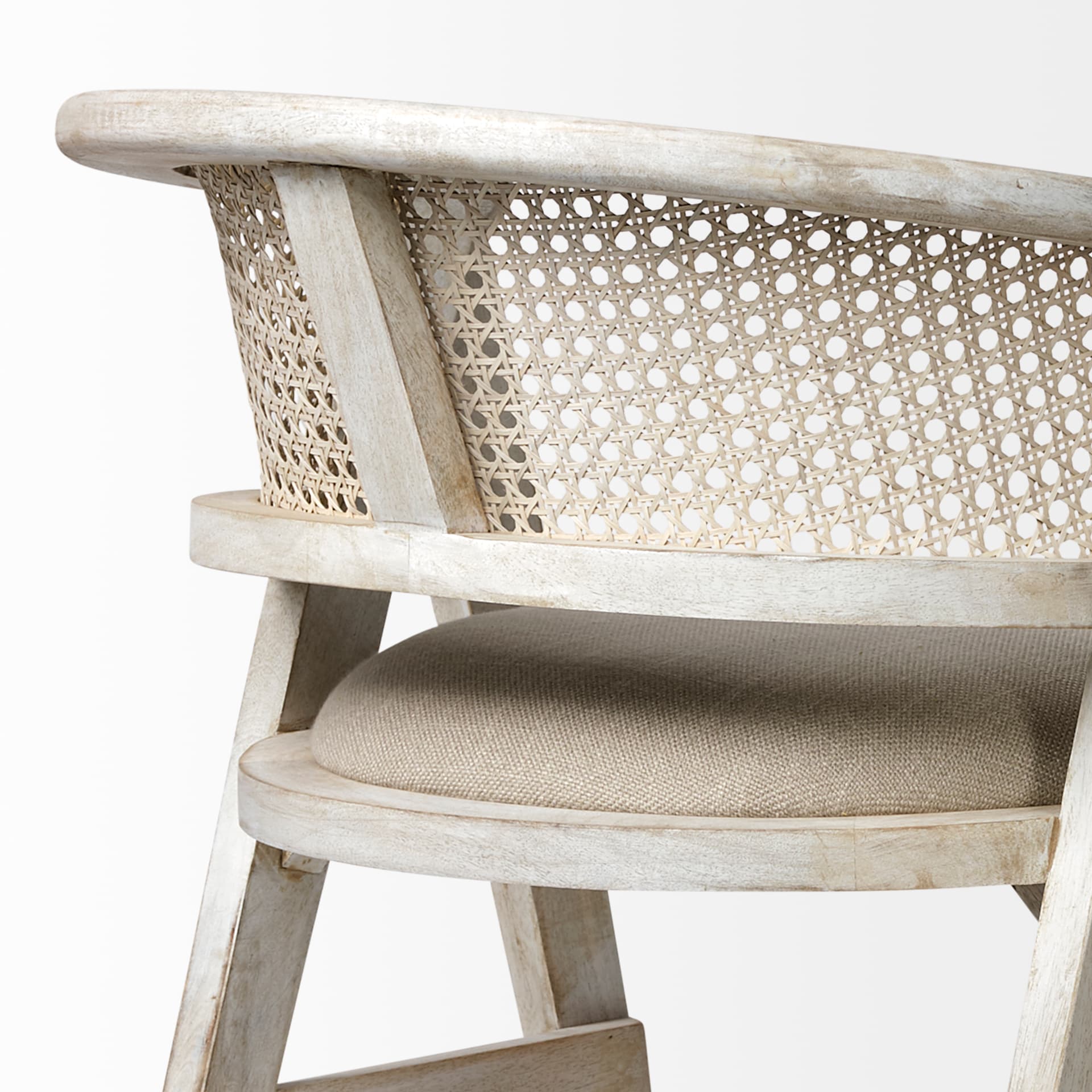 Tabitha Low Back 30.75in Seat Bar Stool | Beige Fabric w/ Blonde Wood — product photograph