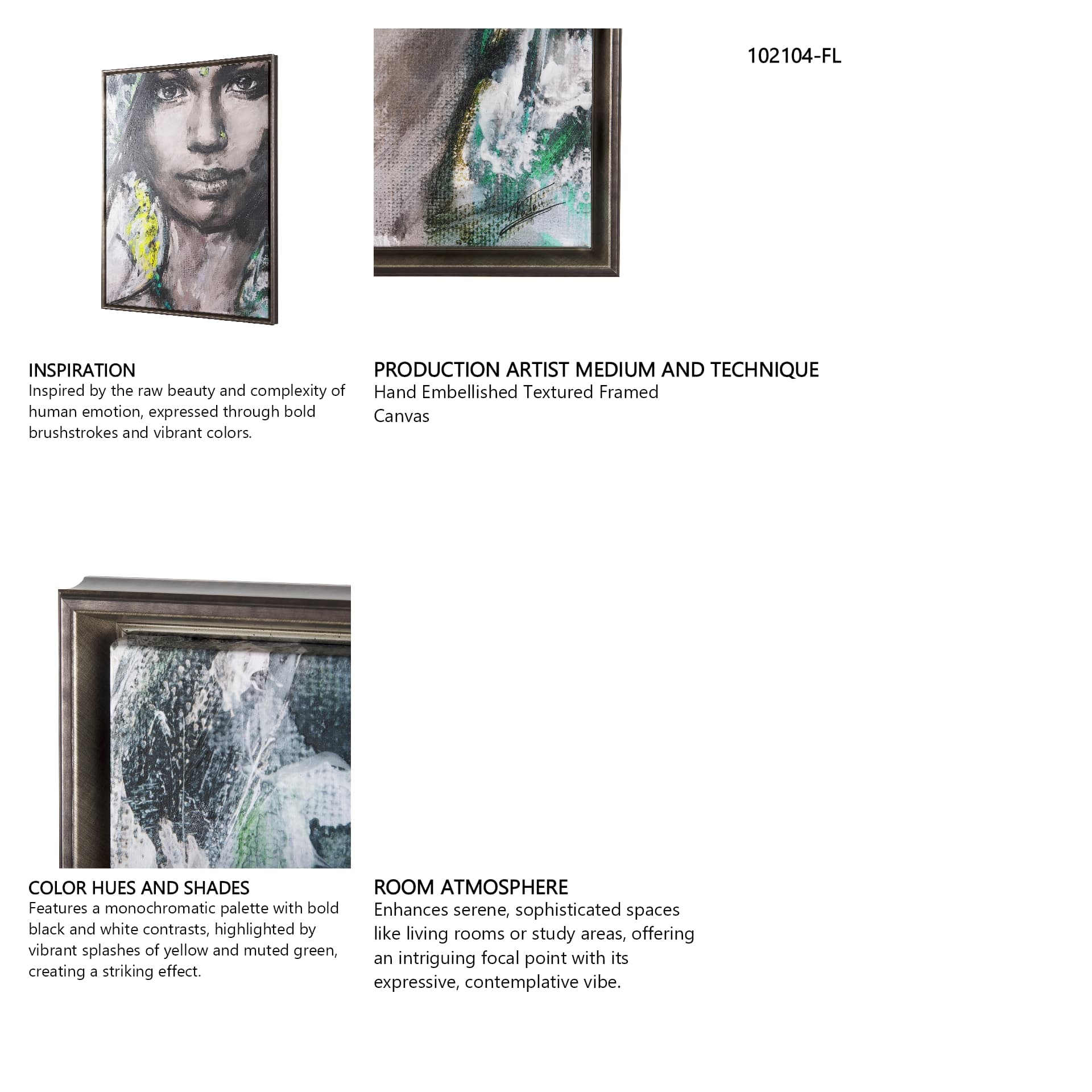 Unity V Woman (FL) by Mercana Studio a Hand Embellished Textured Framed Canvas — in a styled room