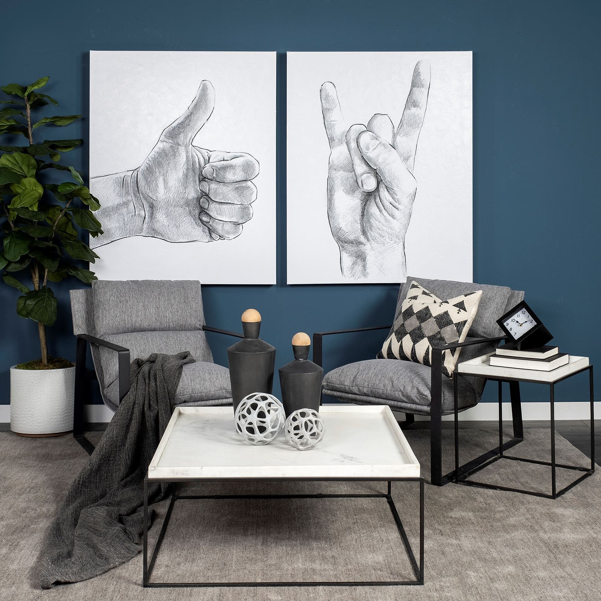 Hand Signs IV by Jennifer Paxton Parker a Hand Embellished Textured Canvas — in a styled room