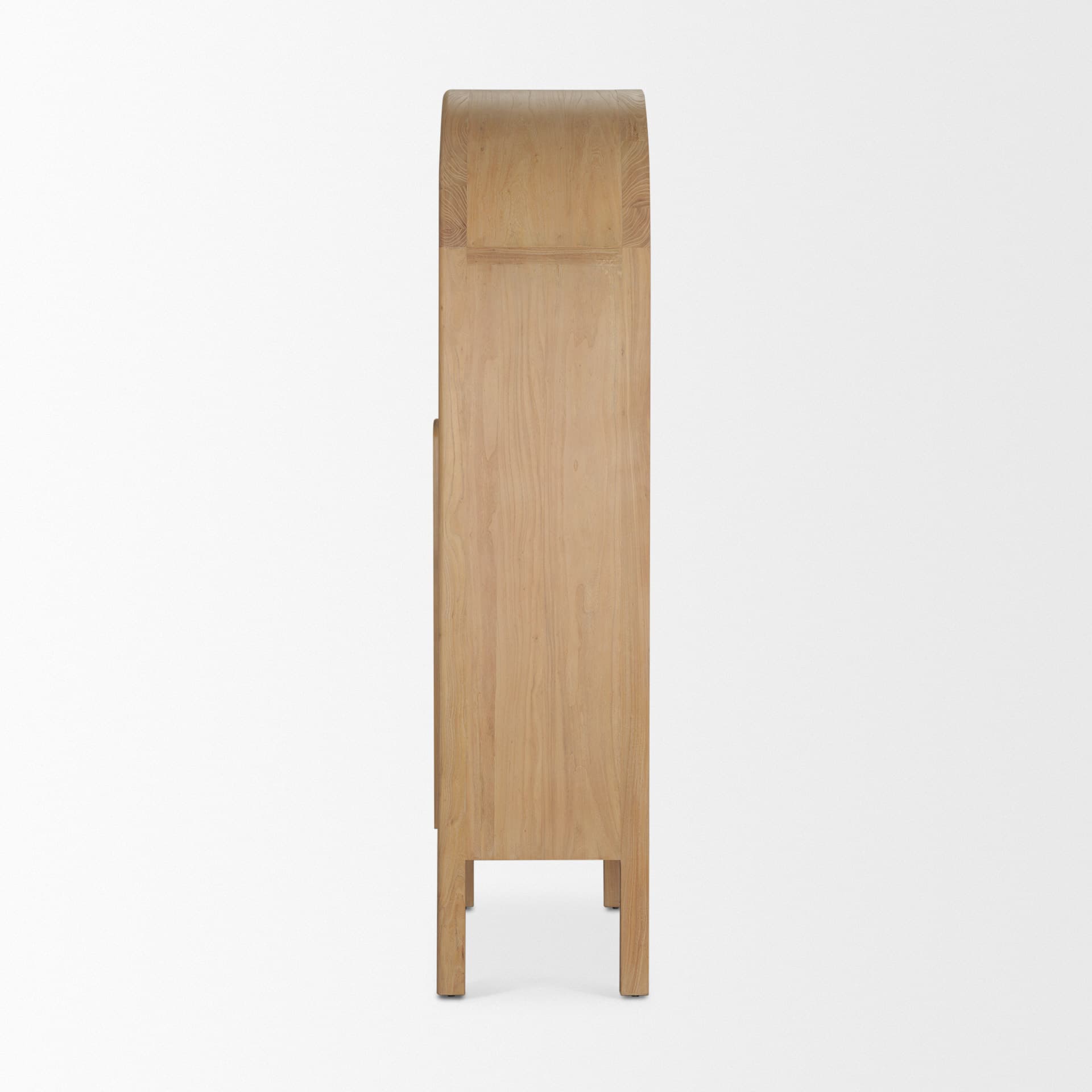 Callum Light Brown Elm Wood w/ Glass Doors Arched Curio Cabinet — product photograph