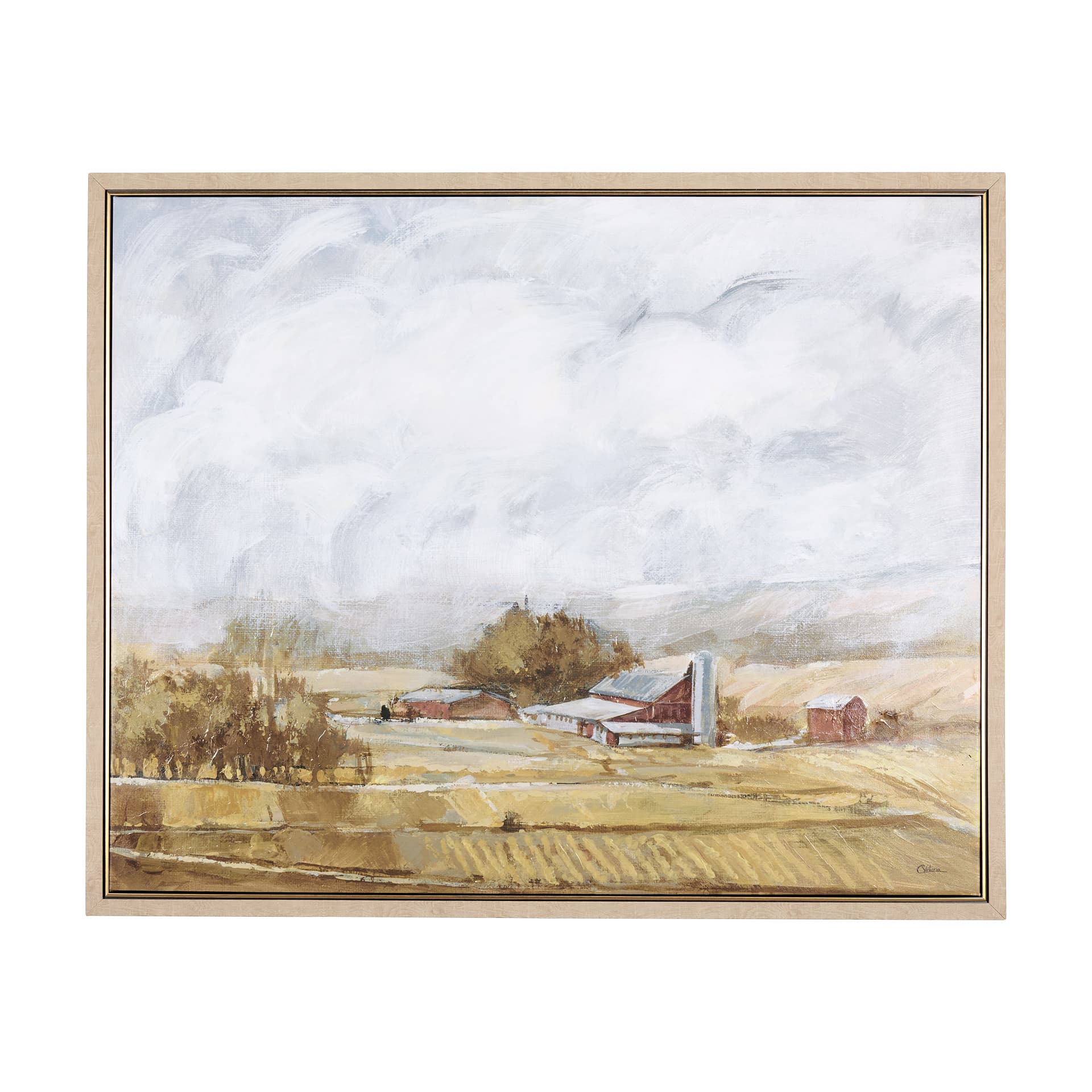 Farmland view II by Mercana Studio a Hand Embellished Textured Framed Canvas — product photograph