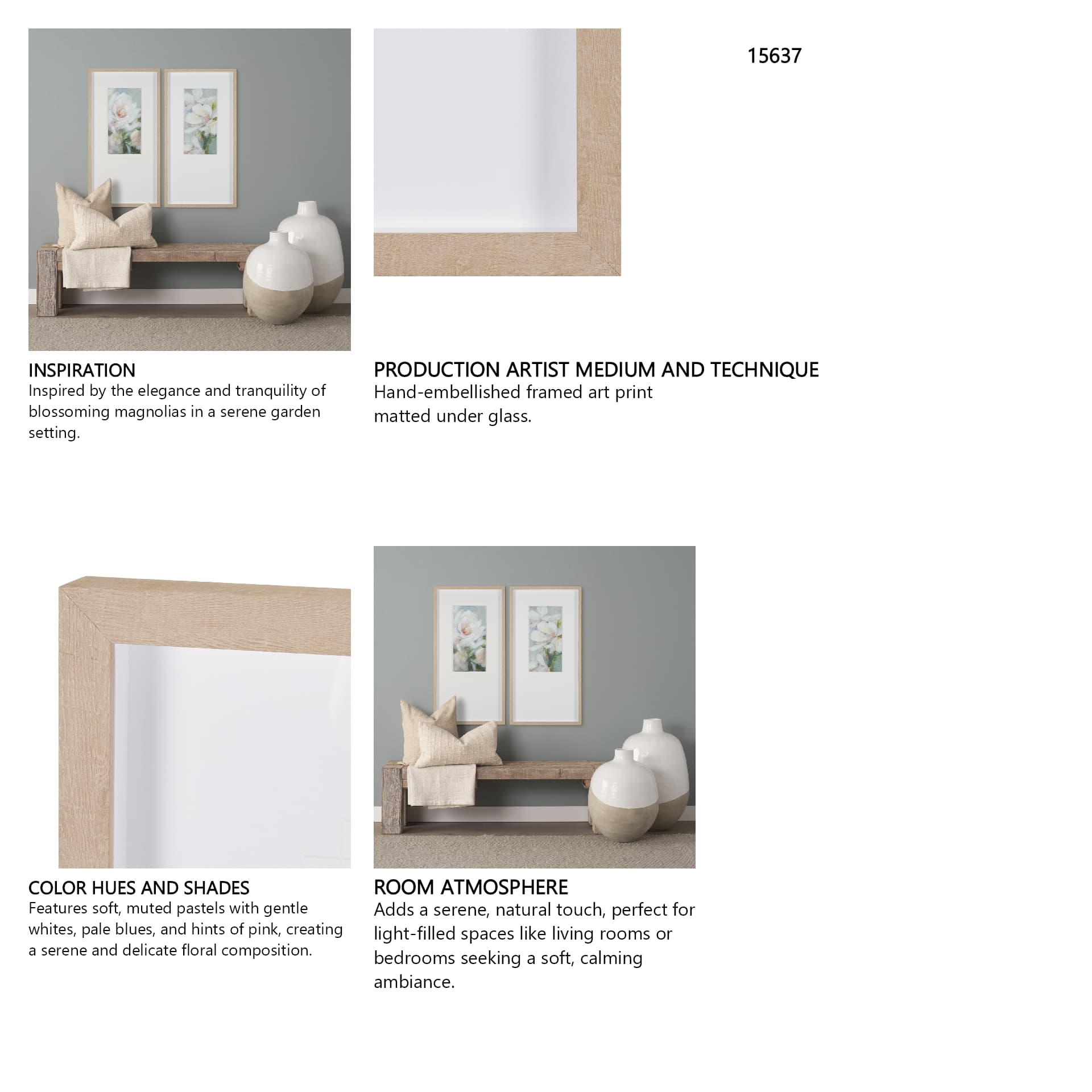 Aromatic Magnolia by Mercana Studio a Hand Embellished Framed Art Print Matted under Glass — in a styled room