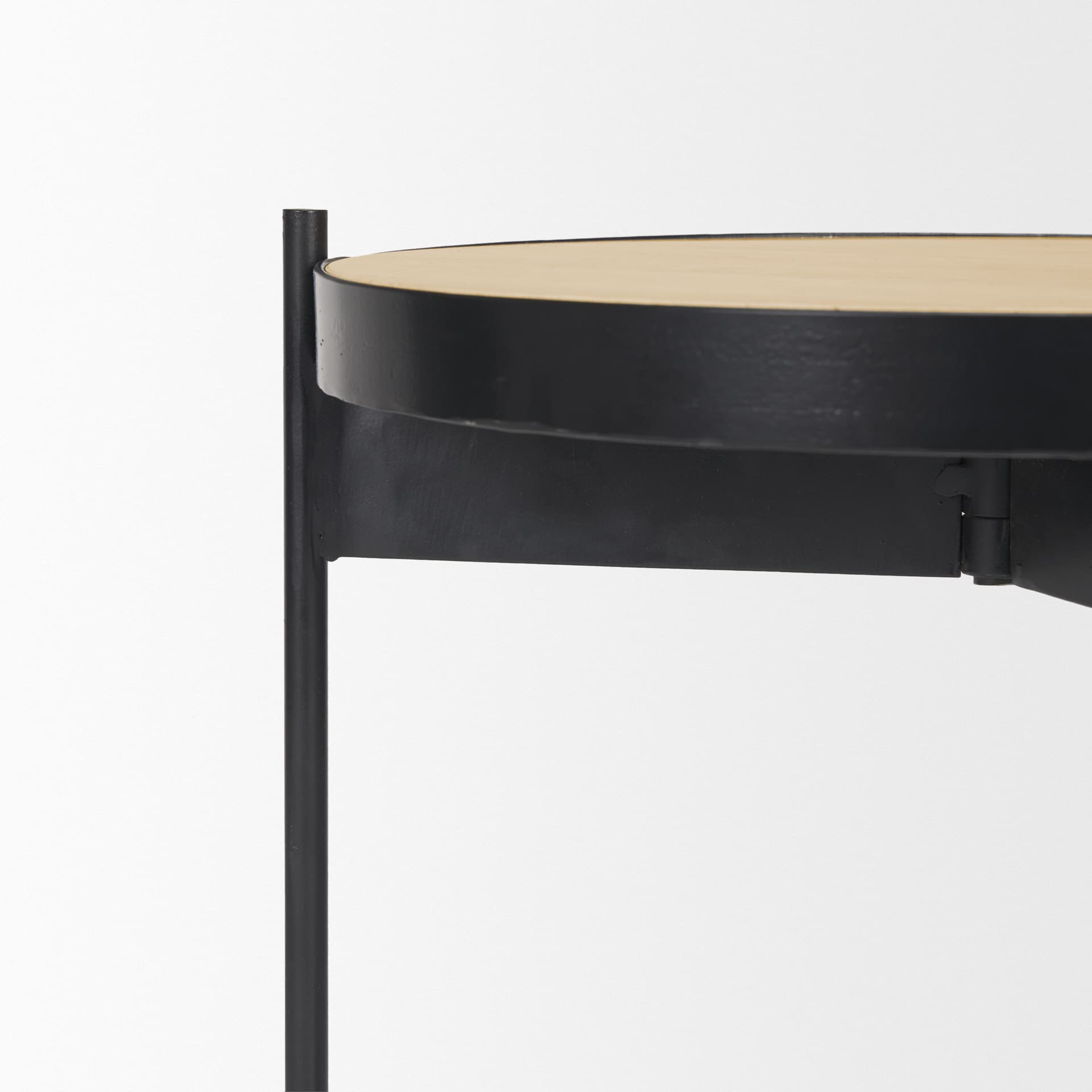 Wade Travertine Marble w/ Matte Black Metal End Tables — product photograph