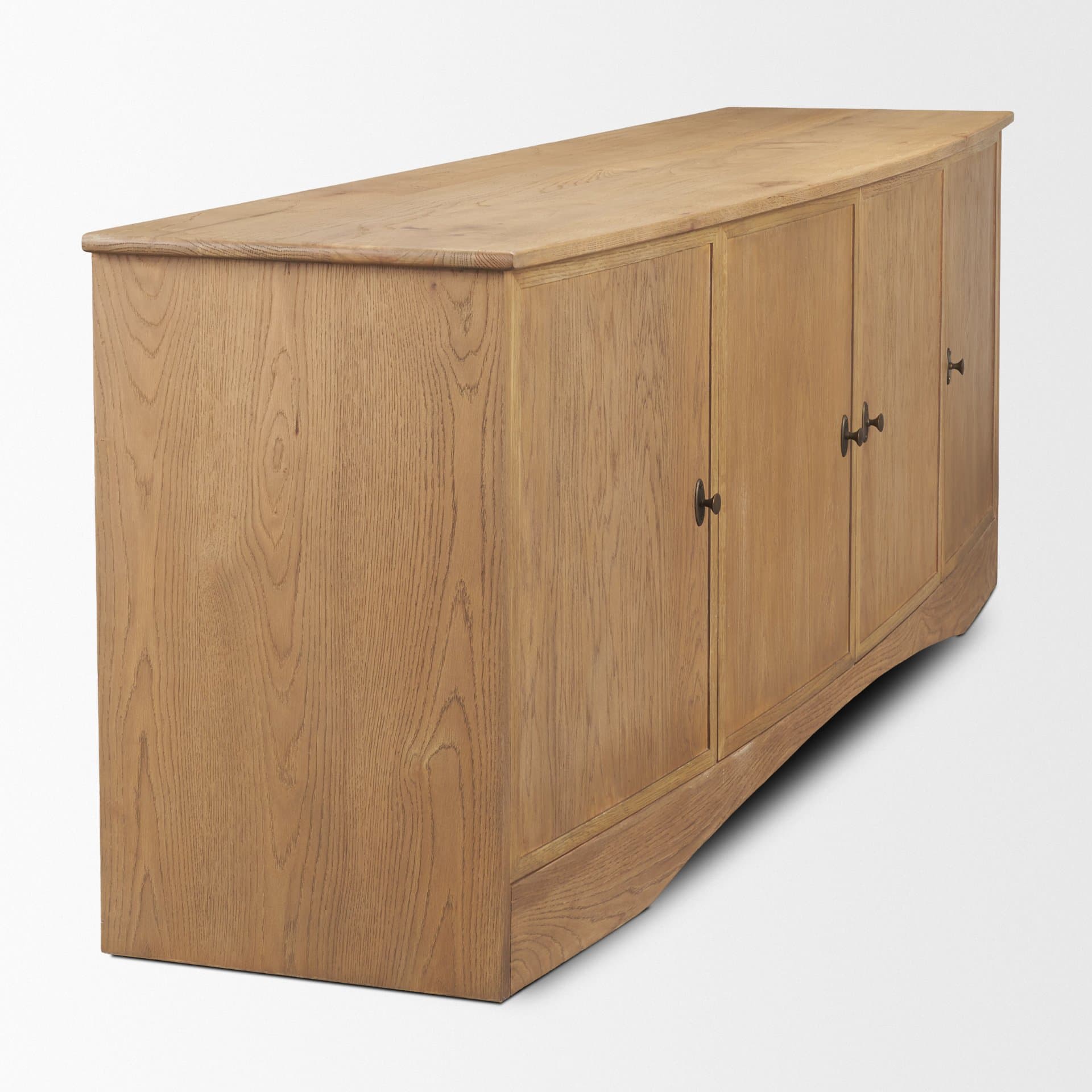 Carrington 82" 4 Door Closed Sideboard | Brown Oak Wood w/ Brass Hardware — product photograph