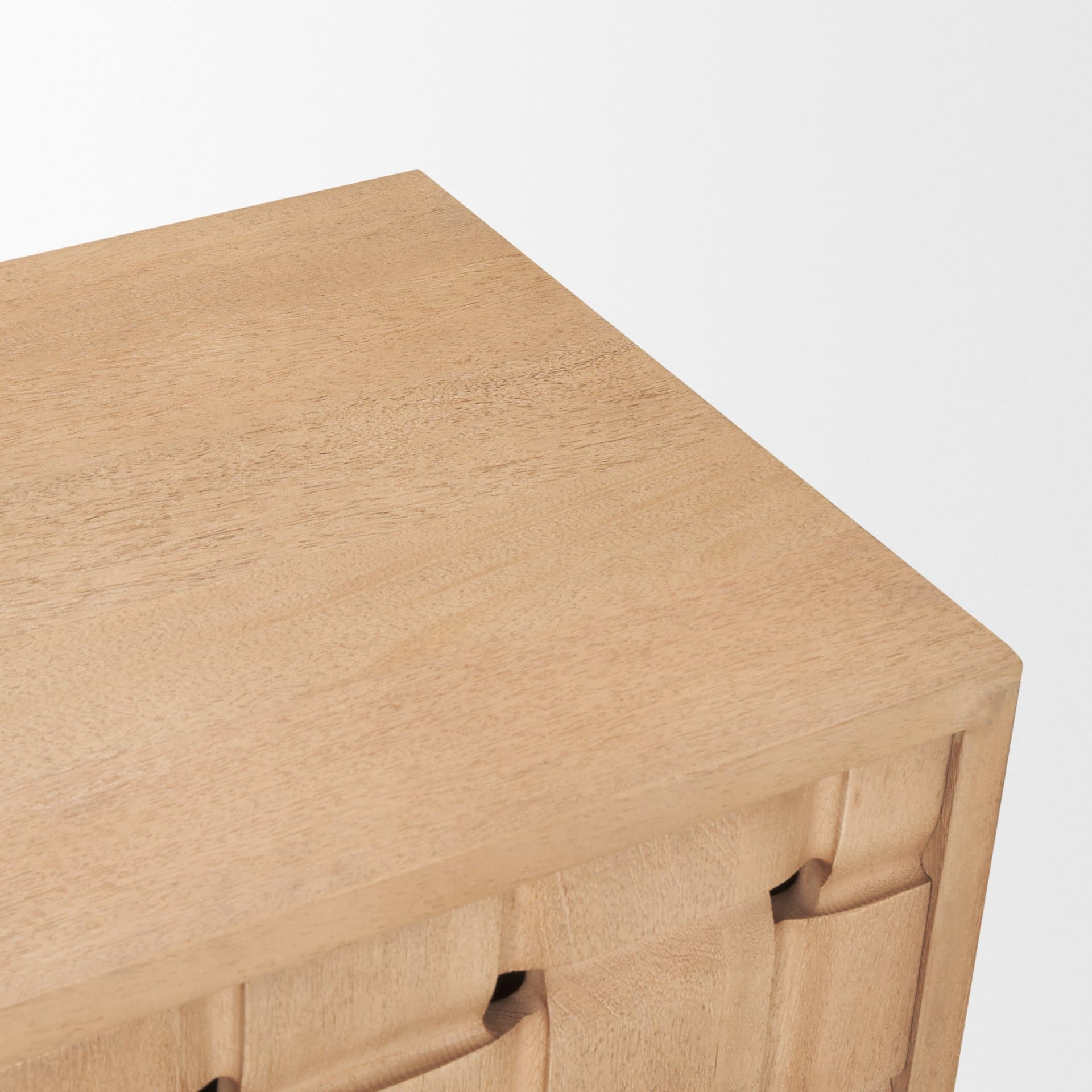 Trellyn Light Brown Solid Wood 4-Door Sideboard with Carved Woven Doors — product photograph