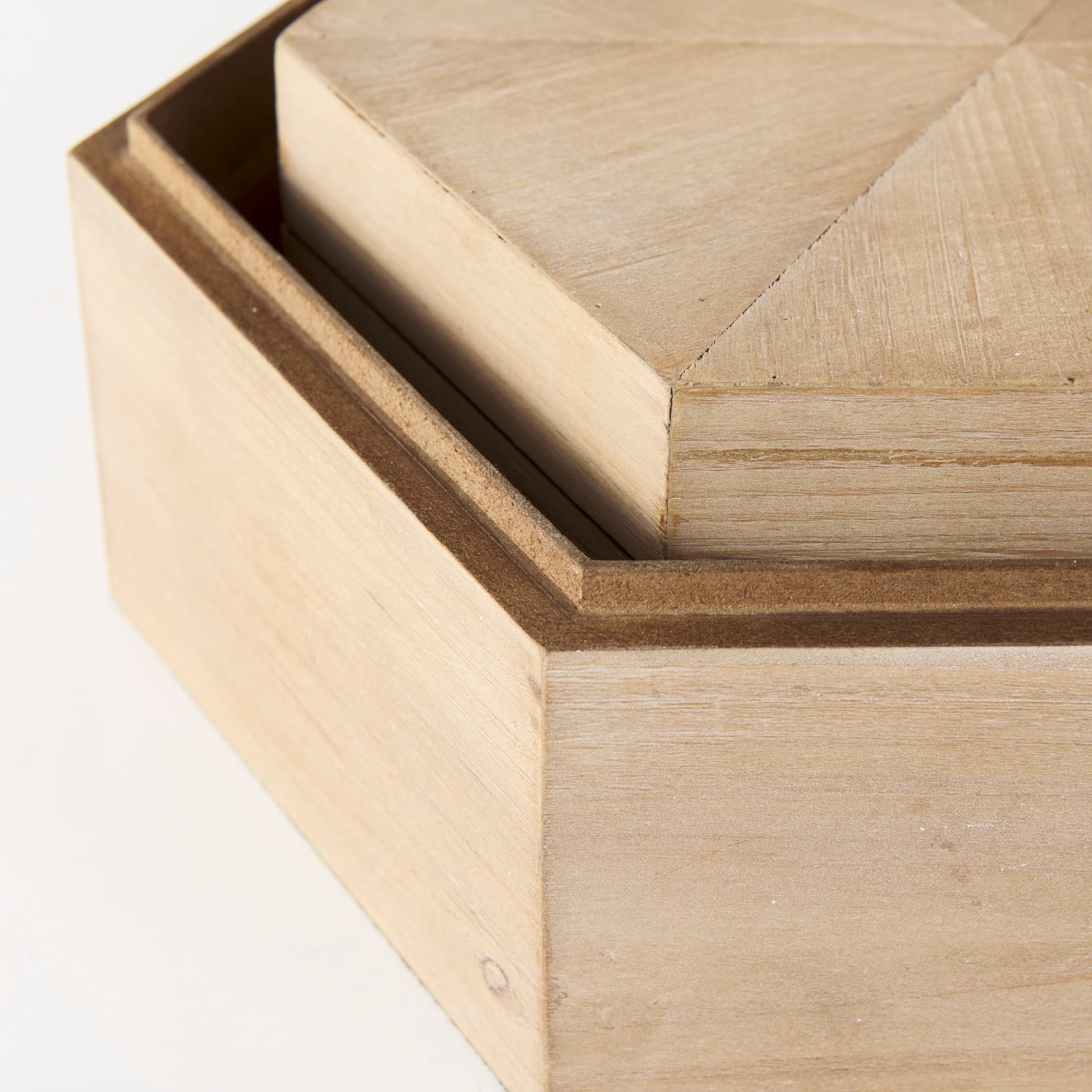 Elyse (Set of 2) 14L x 12W Brown Wooden Hexagonal Boxes — product photograph