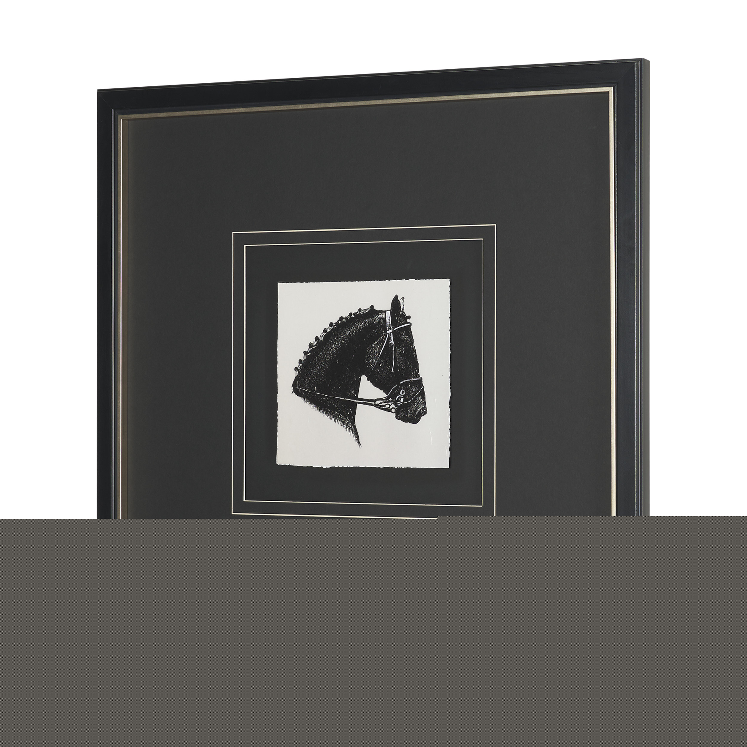 Equestrian Etching IV by Mercana Studio Hand-Embellished Textured Framed Artwork Matted under Glass — product photograph