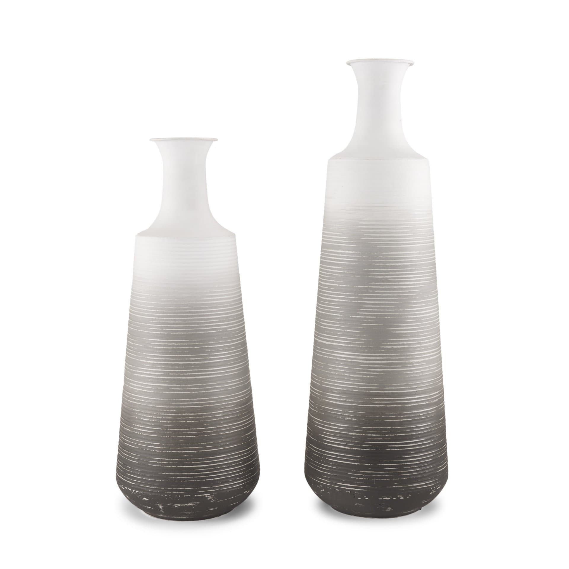 Toru Tall White w/ Grey Ombre Metal Vase — product photograph