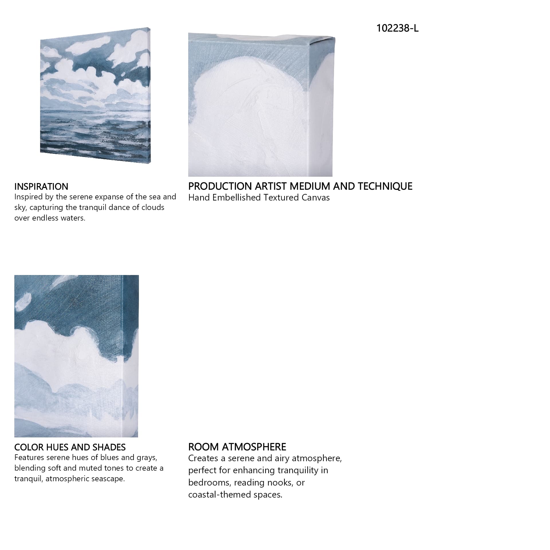 Clouds and sea I by Mercana Studio a Hand Embellished Textured Canvas — in a styled room