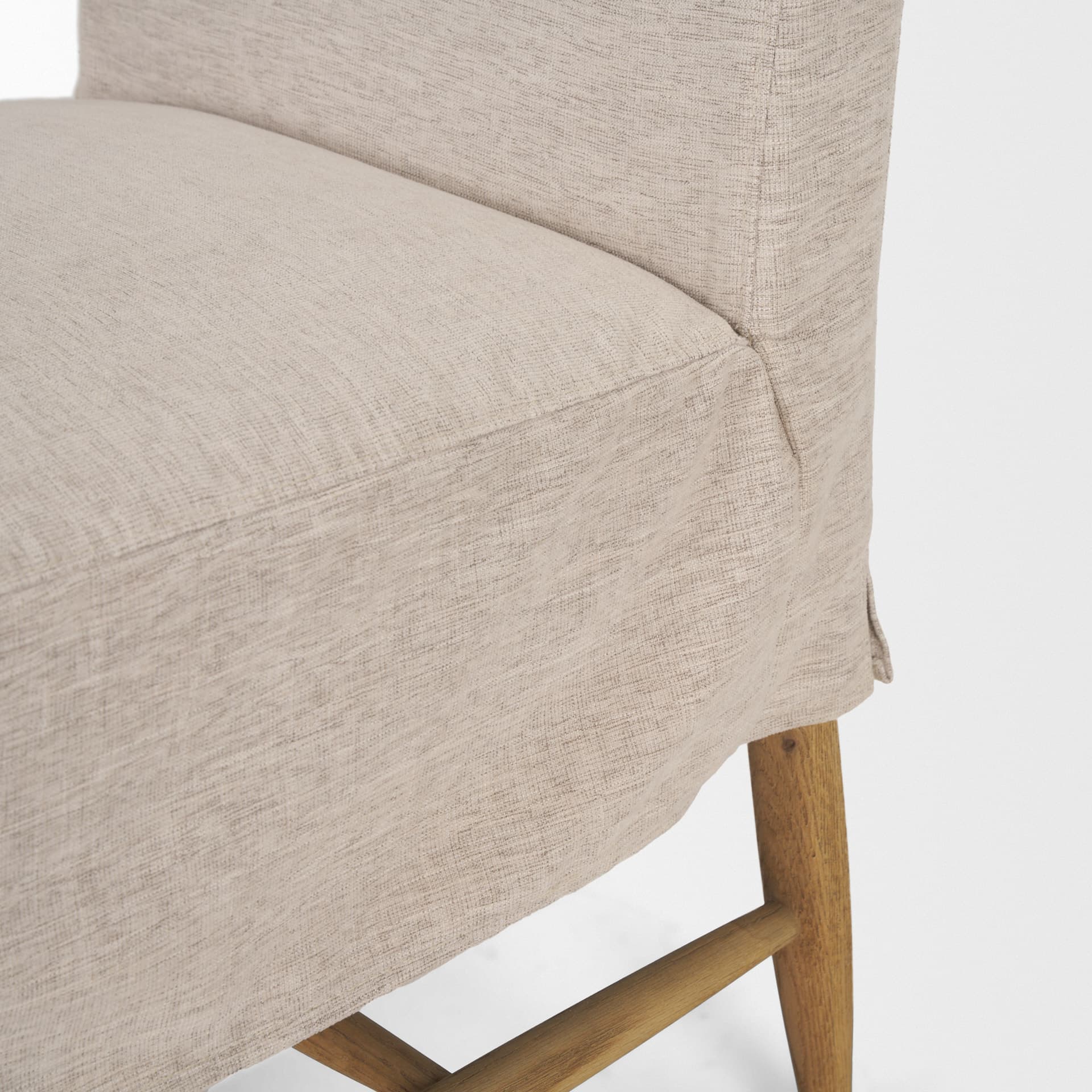 Whitley Oatmeal Performance Fabric w/ Oak Wood Dining Chair — product photograph