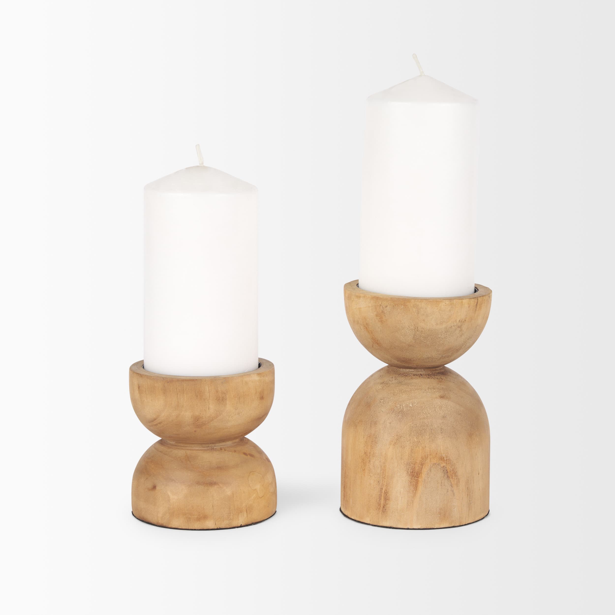 Aleena Wooden Candle Holder (Set of 2) — product photograph