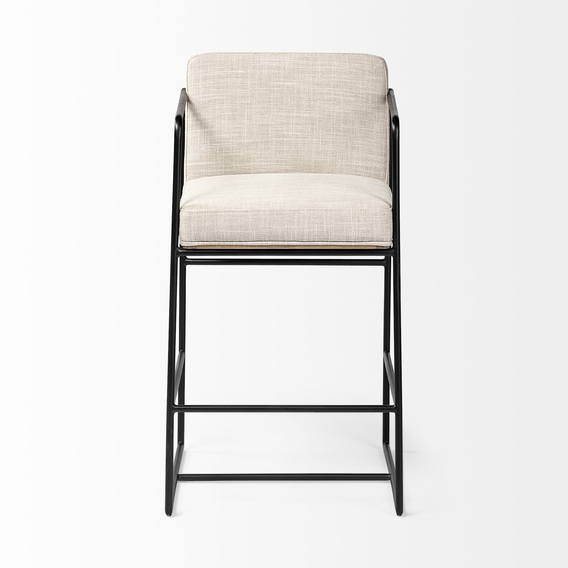 Stamford Backless 36.8in Seat Counter Stool | Beige Fabric w/ Metal — product photograph