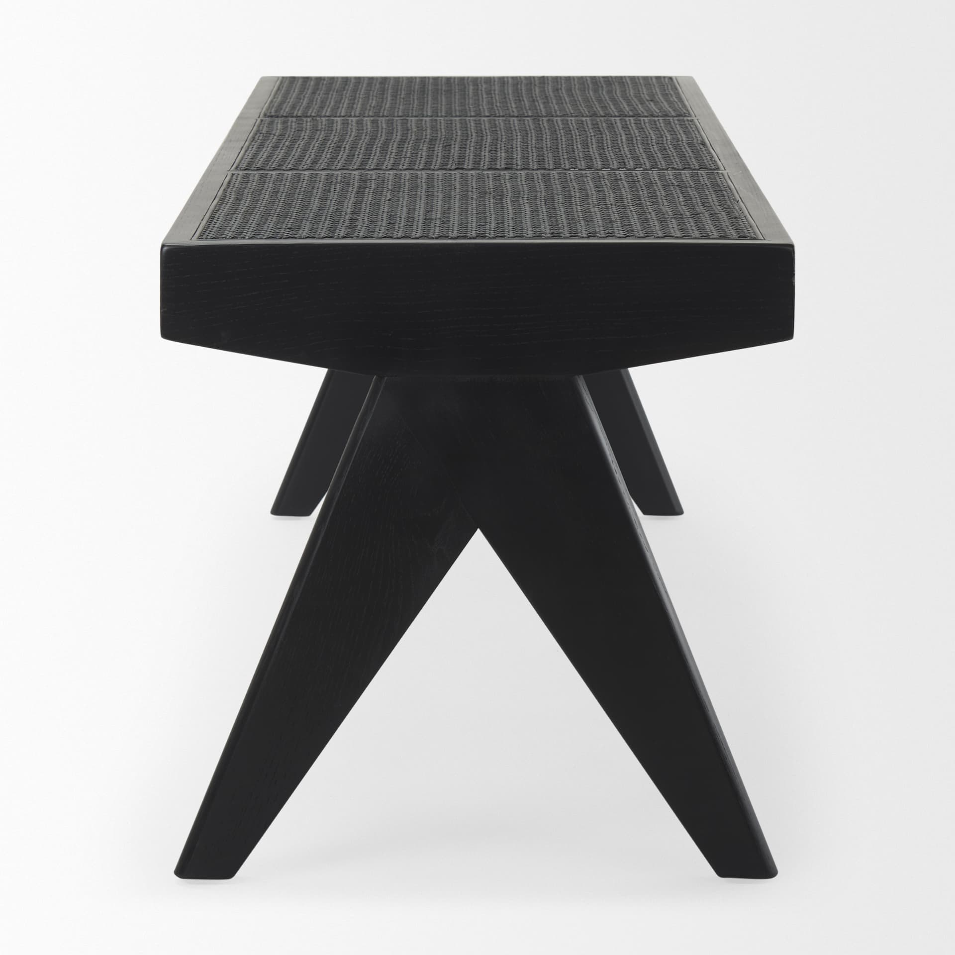 Arvin 59.1L x 17.7W x 18.1H Black Wooden Bench — product photograph