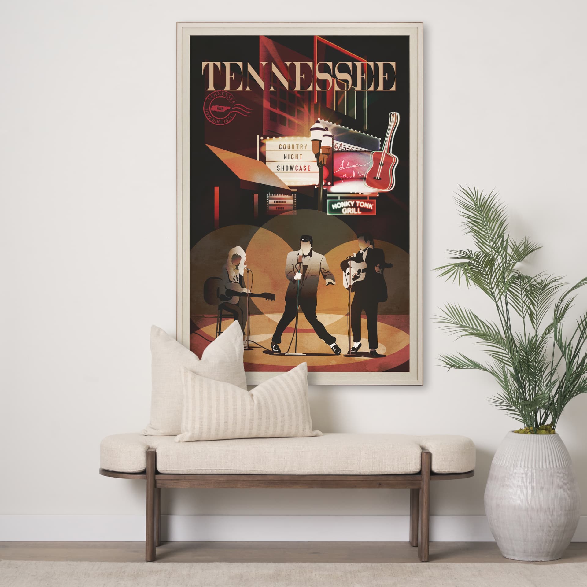 Tennessee Go USA (XL) by Mercana Studio a Hand Embellished Decograph Framed Art Print under Glass — in a styled room