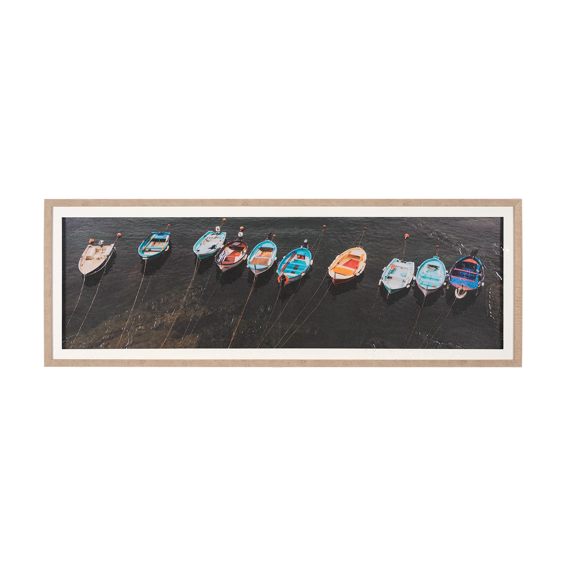 Neatly Moored by Mercana Studio a Hand Embellished Textured Framed Photo Art Print Matted under Glas — product photograph