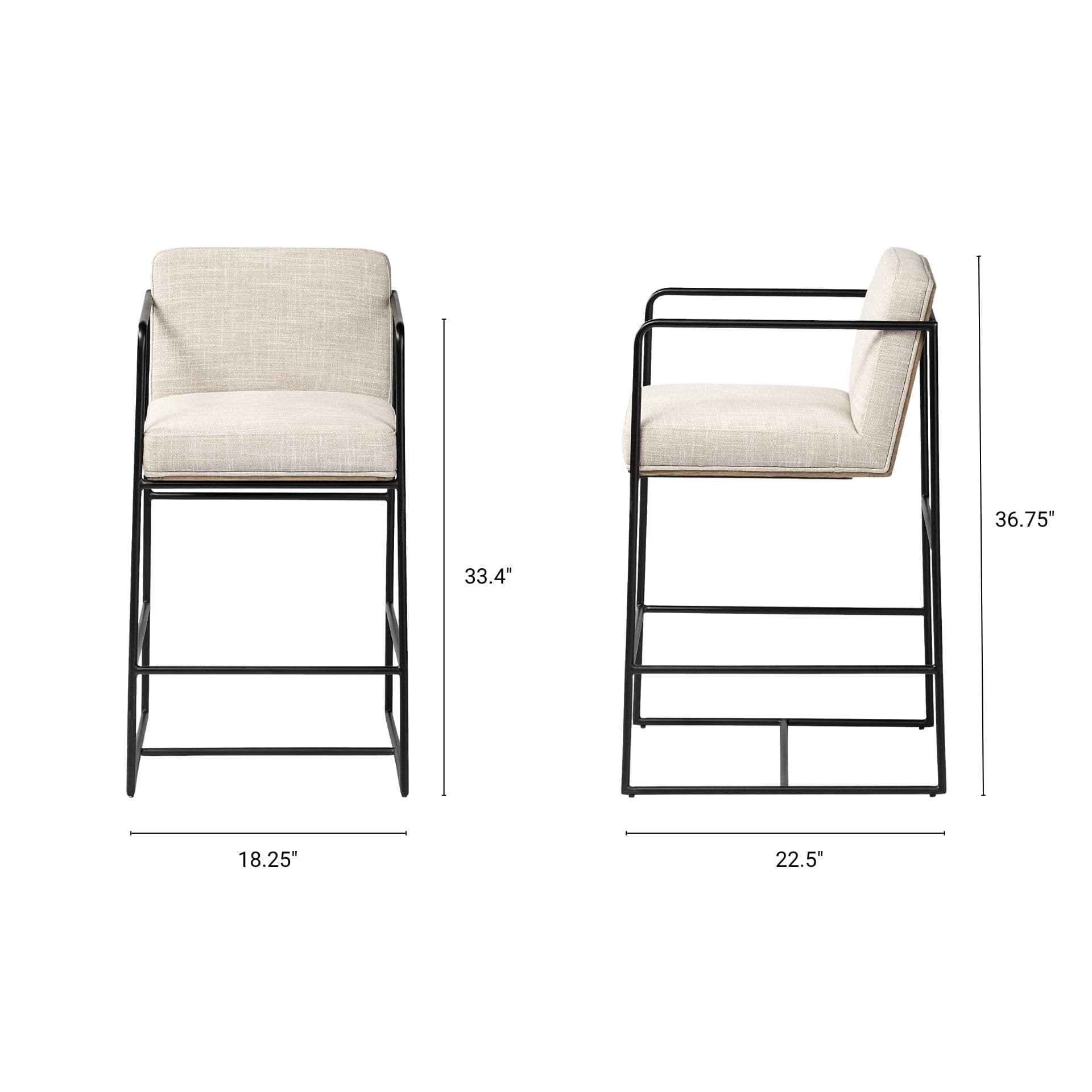 Stamford Backless 36.8in Seat Counter Stool | Beige Fabric w/ Metal — product photograph