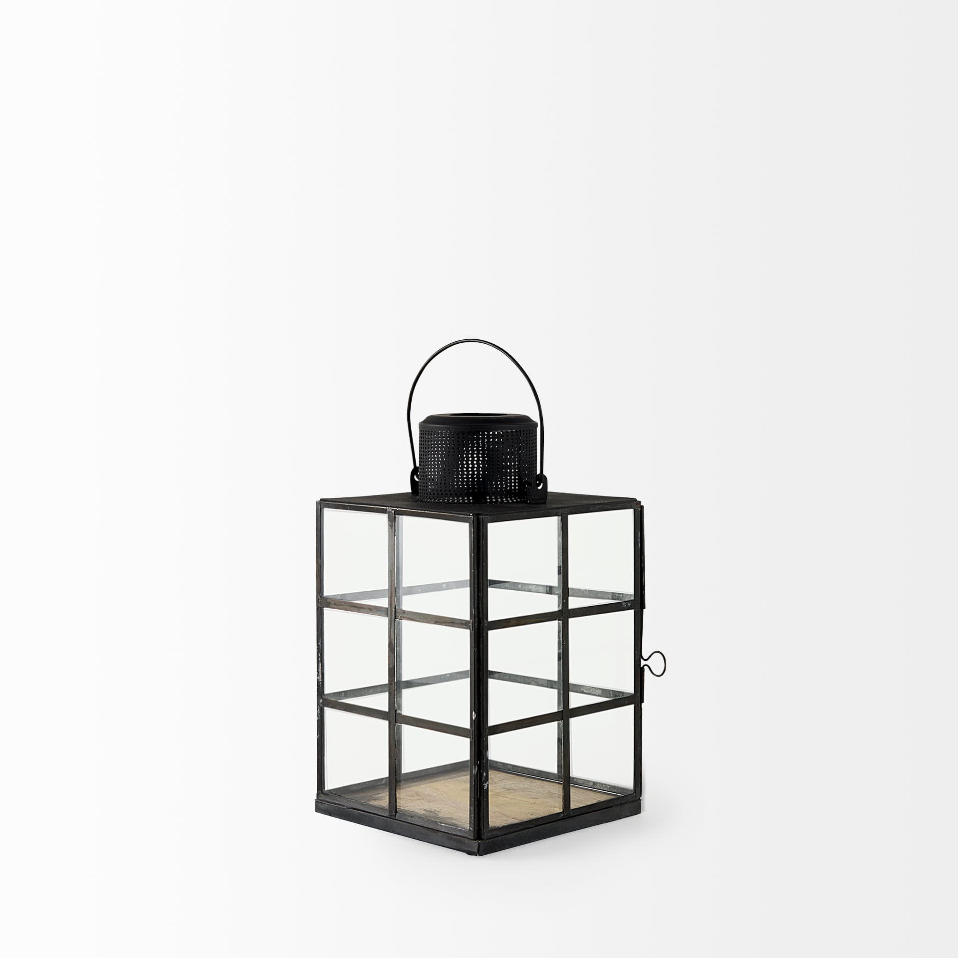 Gamfield 6.1L x 6.1W x 10.6H Small Black Metal and Glass Lantern — product photograph