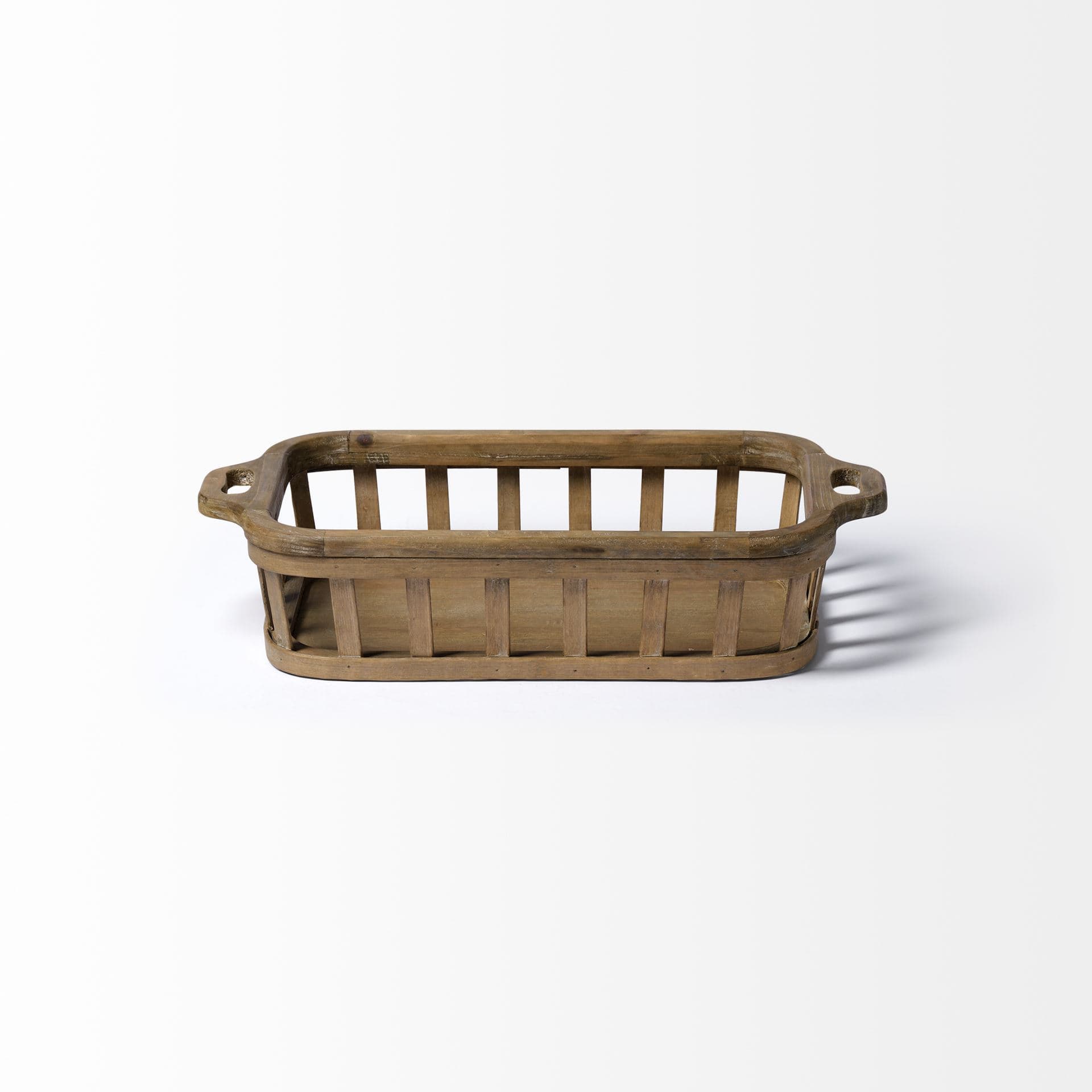 Louis Set of 2 Natural Wood Slated Nesting Trays — product photograph