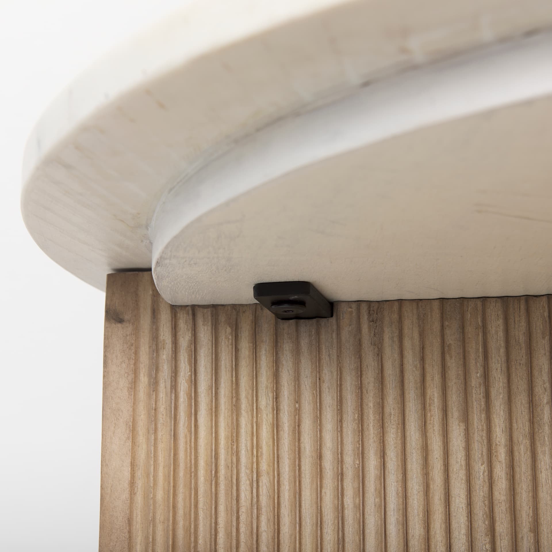 Enzo Marble Tabletop w/ Fluted Light Wood Base Foyer Accent Table — product photograph
