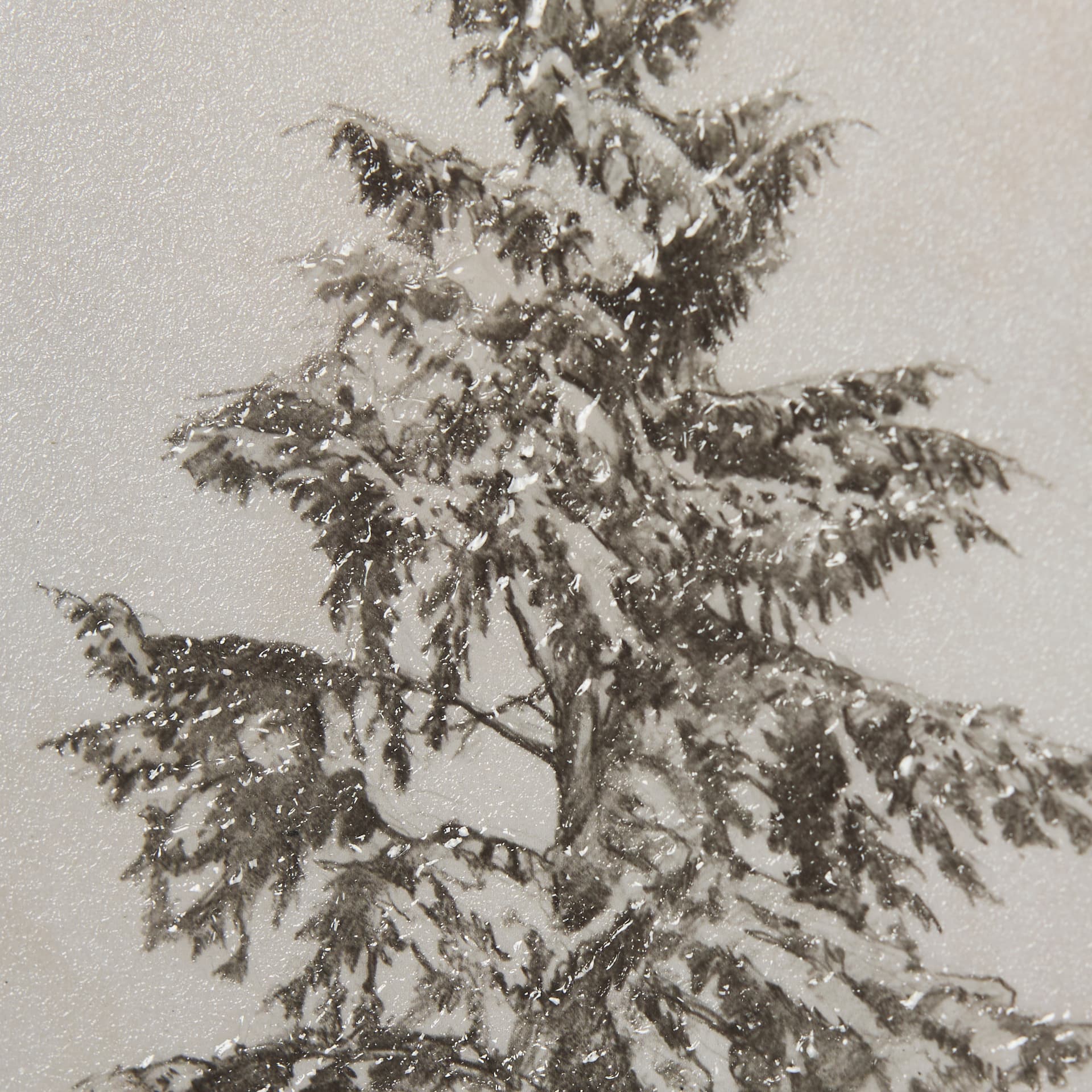 Westcoast Tree Drawing II by Mercana Studio Hand Embellished Framed Art Print Matted under Glass — product photograph