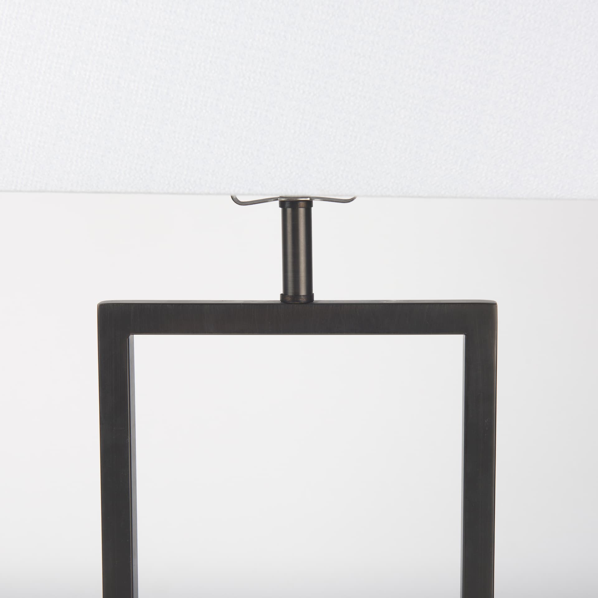 Peyton 14.0L x 9.0W x 26.2H Black Metal W/Marble Cube and White Shade Table Lamp — product photograph