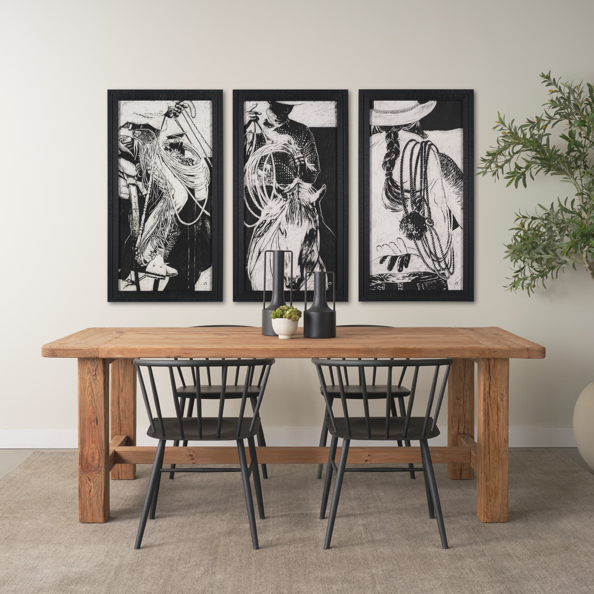 Saddled Up I by Mercana Studio a Hand Embellished Framed Art Print — in a styled room