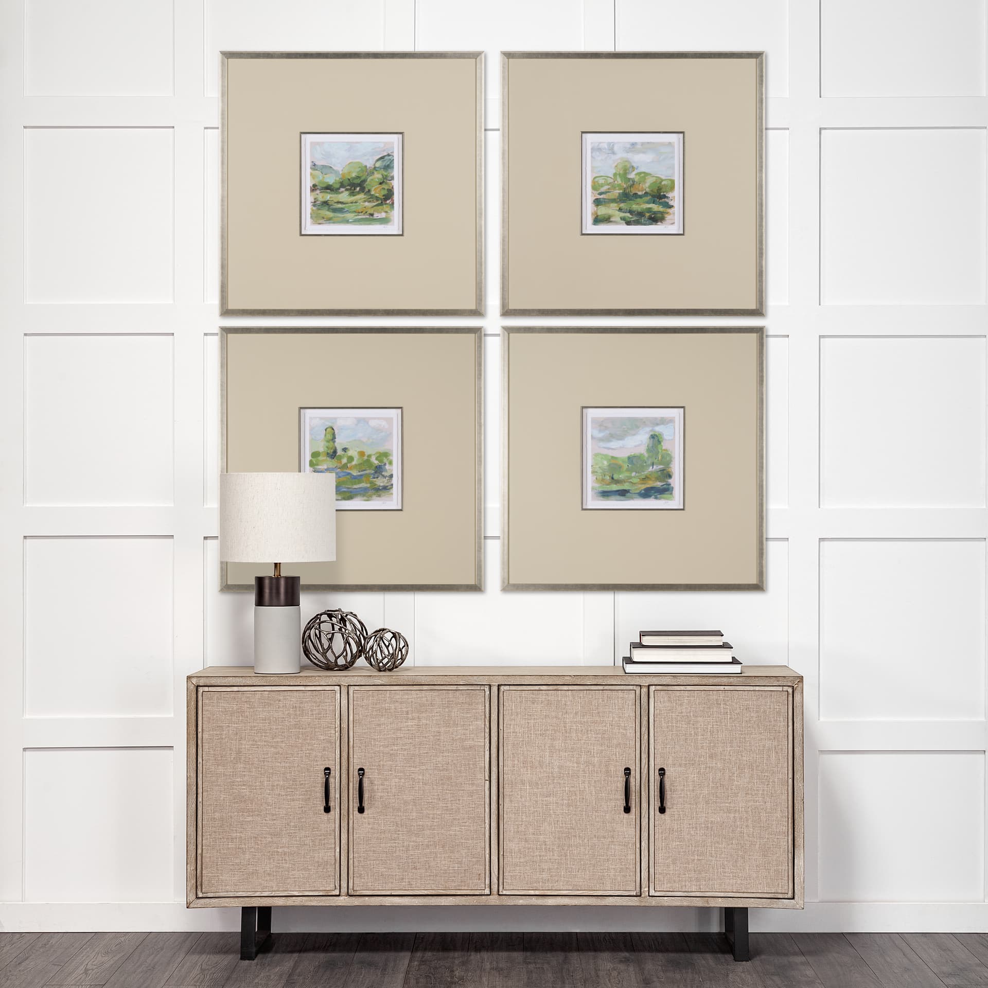 Vibrant View I by Mercana Studio a Hand Embelished Textured Framed Art Print Matted under Glass — in a styled room