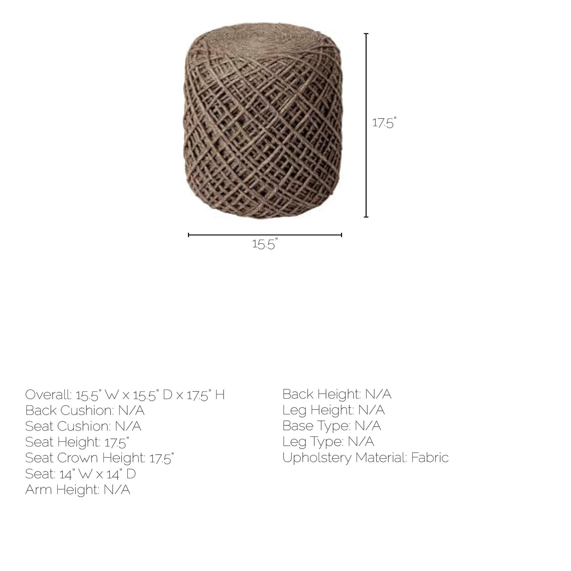 Allium Dark Brown Handwoven Wool Cylindrical Pouf — product photograph