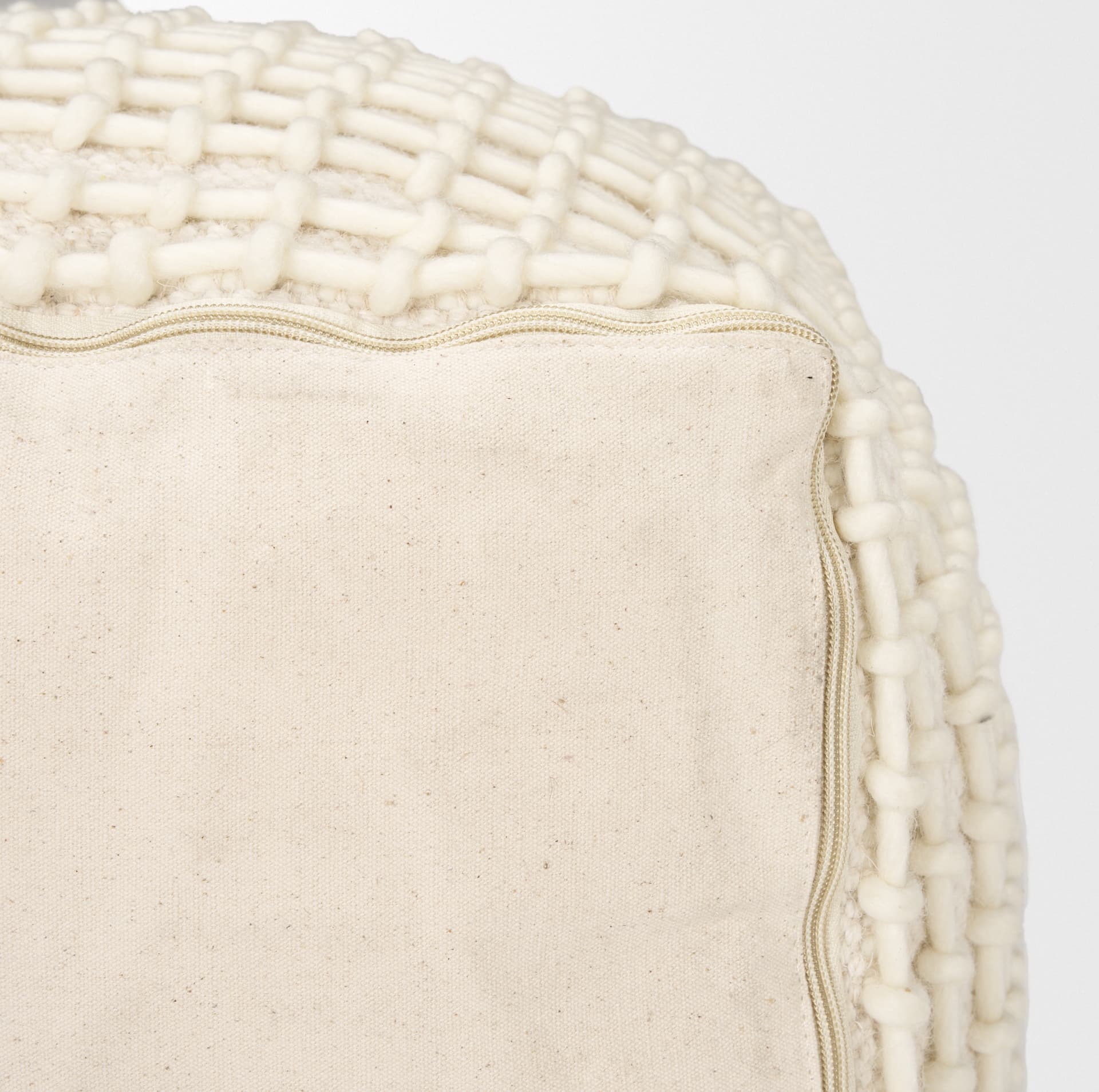 Sakaye Beige w/ Cream Stitched Patterned Pouf — product photograph