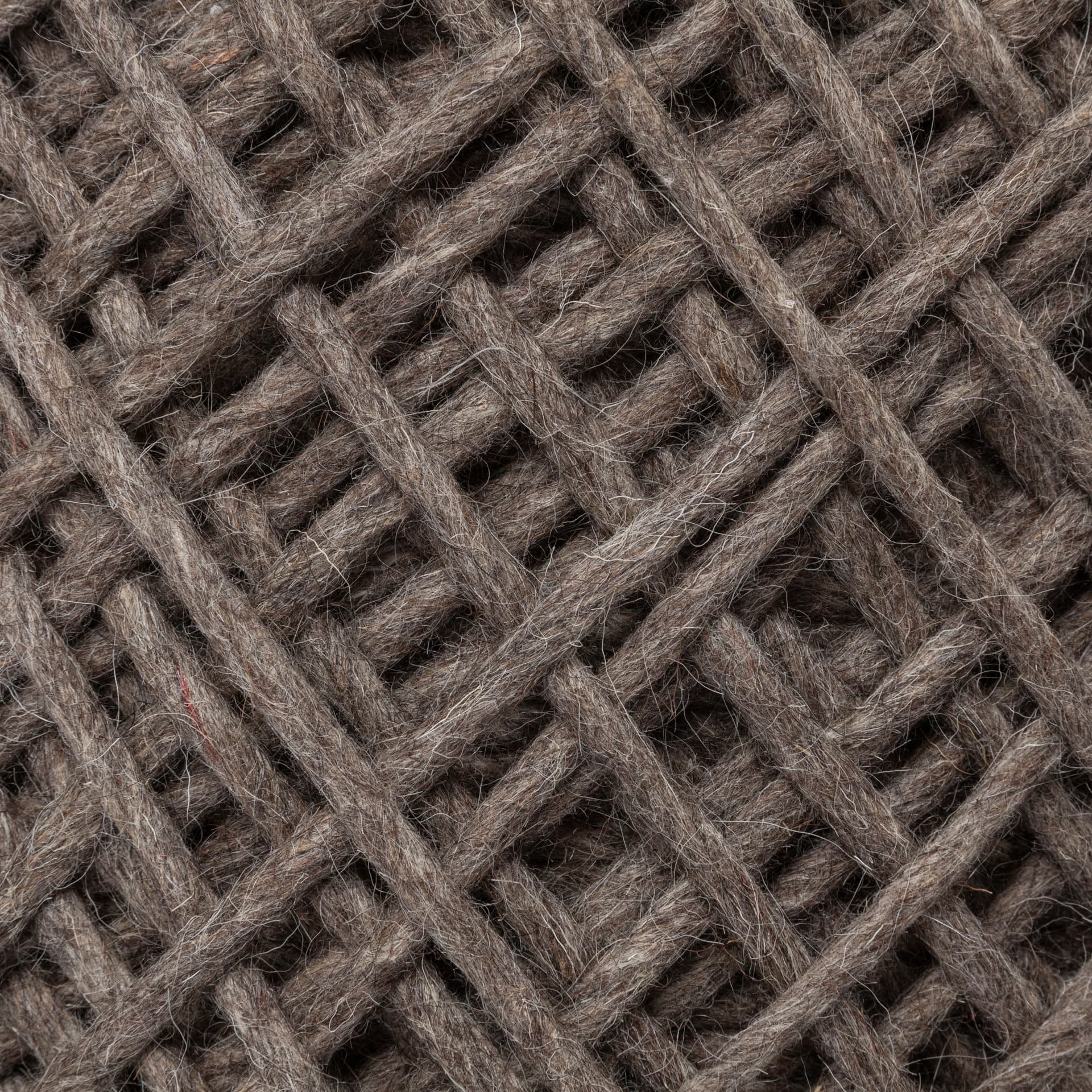 Allium Dark Brown Handwoven Wool Cylindrical Pouf — product photograph