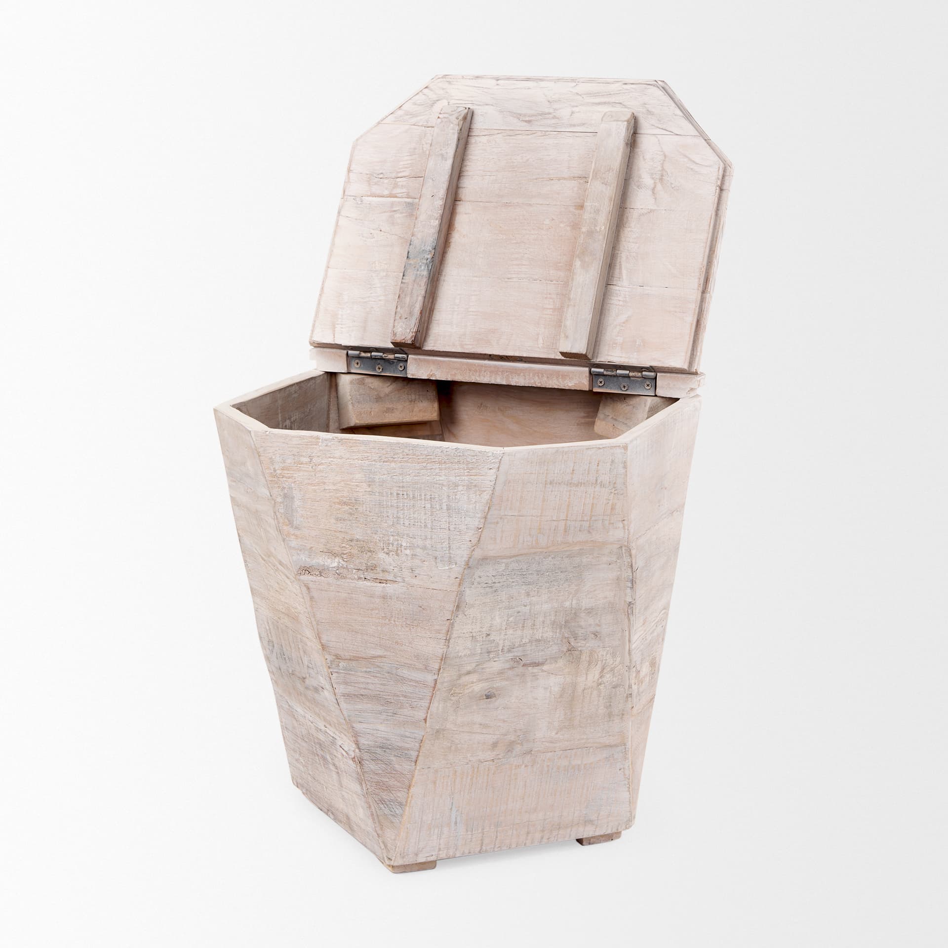 Esagono Octagonal Reclaimed Wood End/Side Table w/ Storage — product photograph