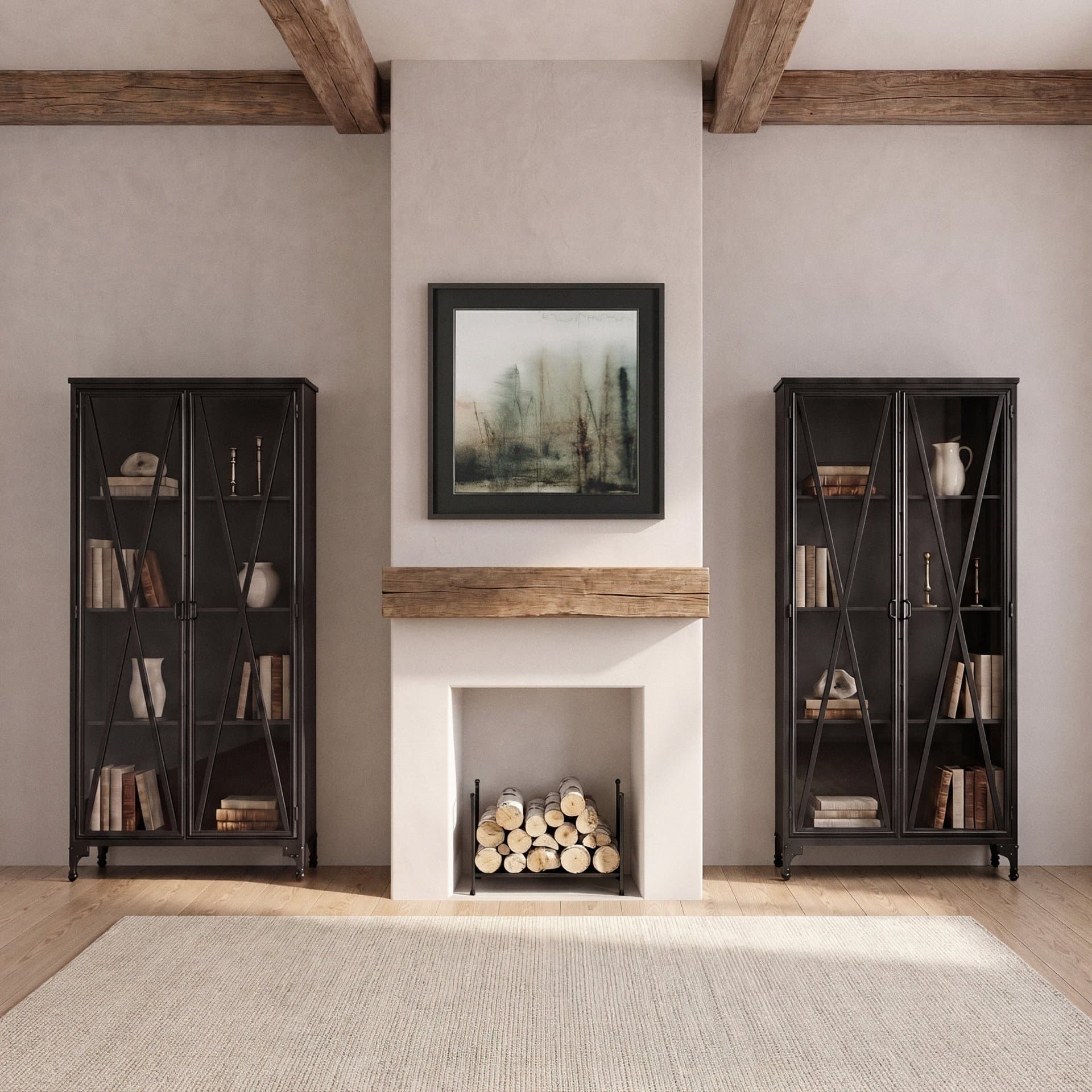 Poppy II 73.8" H Black Metal With Glass Door Display Cabinet — product photograph