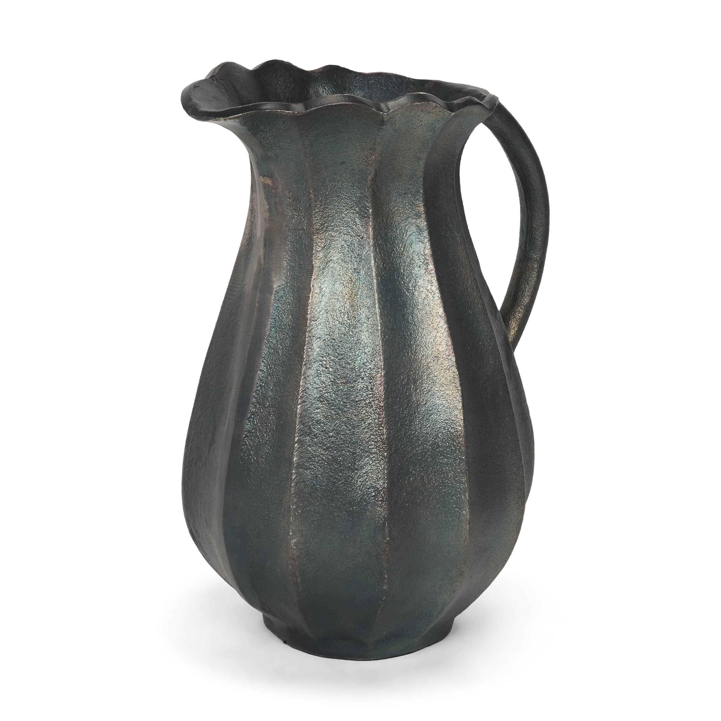 Anya Matte Black Scalloped Petal Cast Metal Jug — product photograph