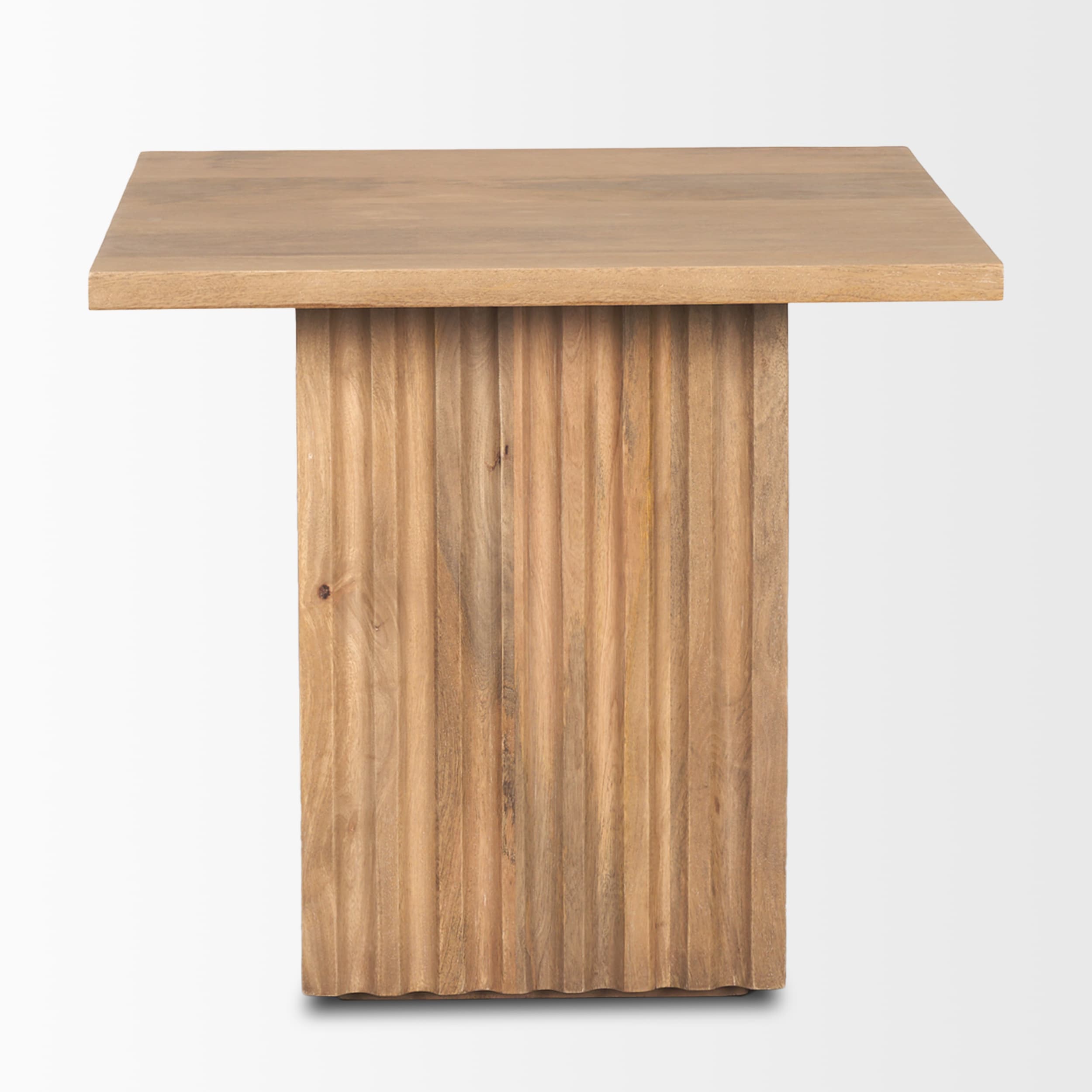 June Light Brown Wood w/ Fluting Square Side Table — product photograph
