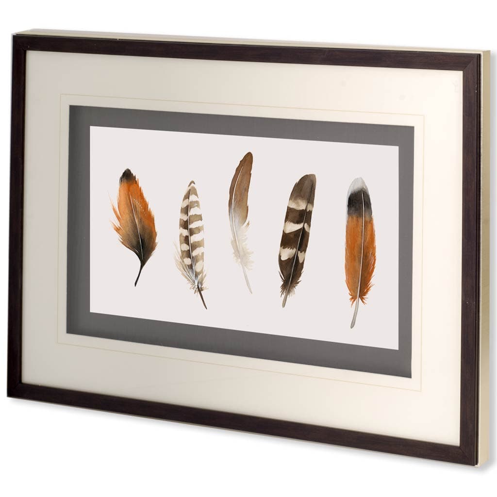 Red Rock Feathers I by Grace Popp a Hand Embellished Textured Framed Art Print Matted under Glass — product photograph