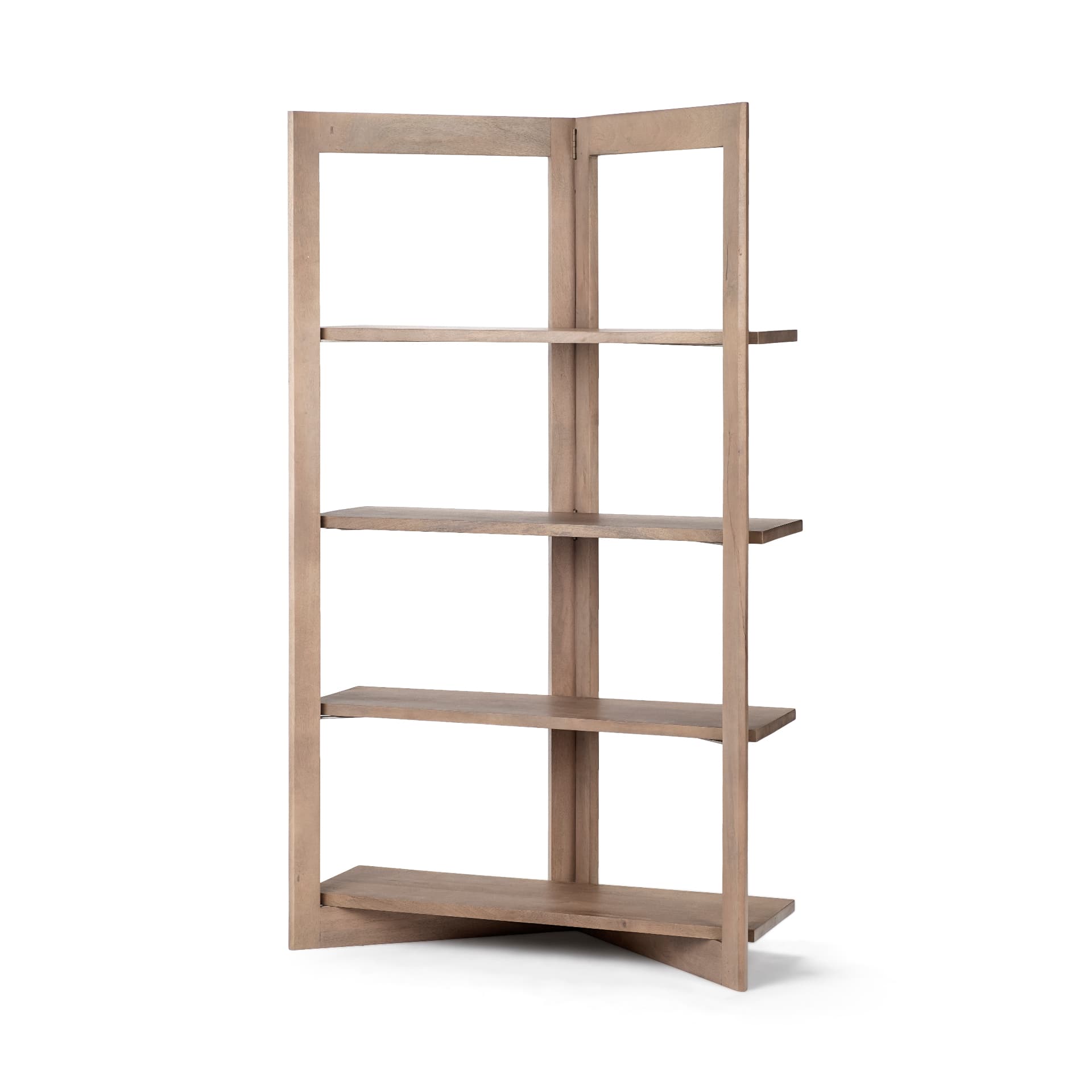 Turnbull I 42L x 16W x 72H Light Brown Wood Four Shelf Shelving Unit — product photograph