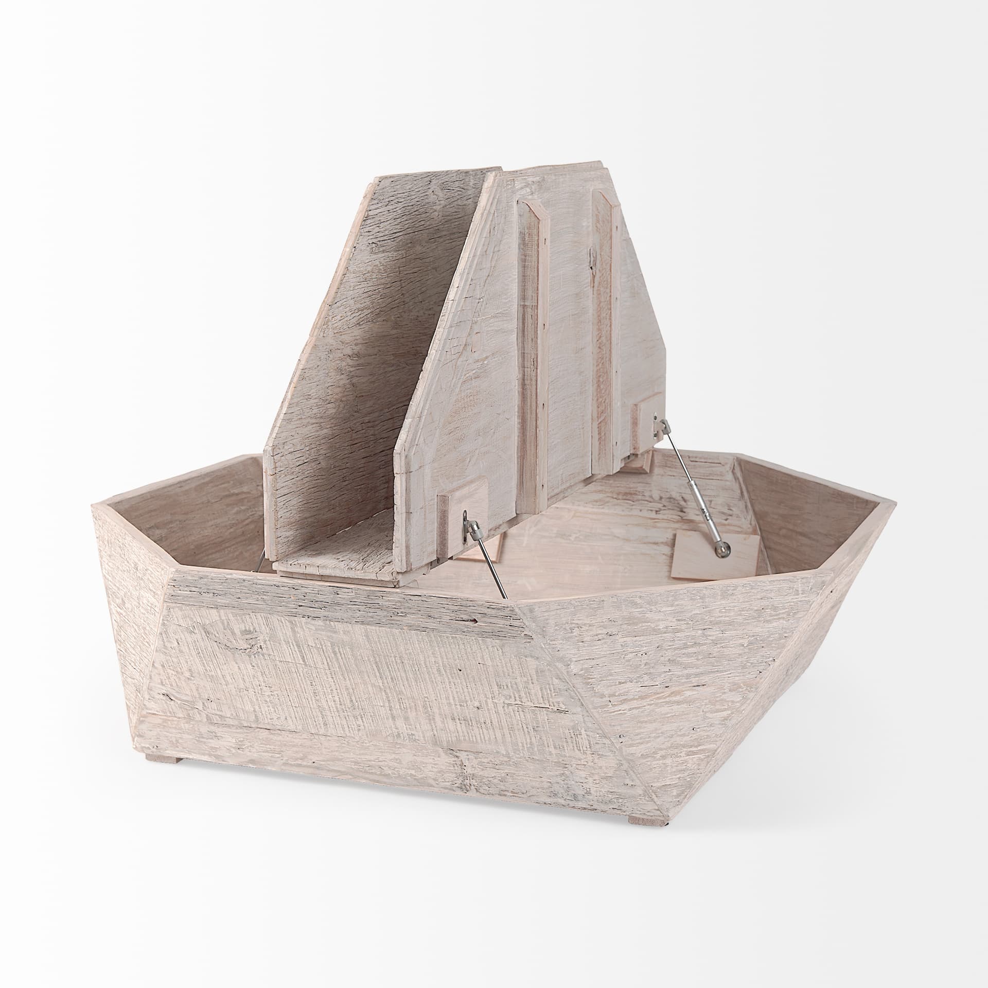 Esagono Octagonal Reclaimed Wood Coffee Table w/ Storage — product photograph