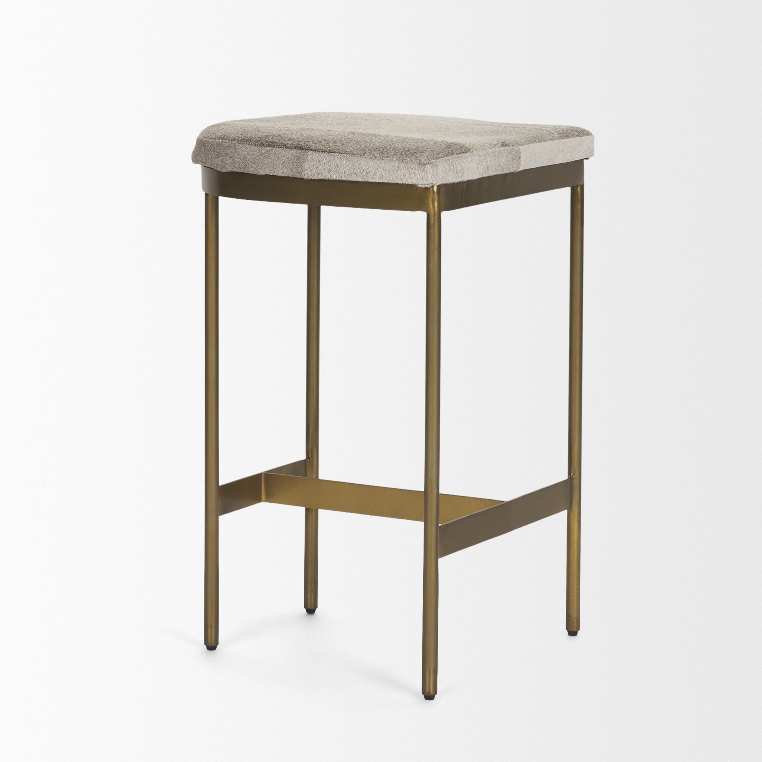 Millie Backless 26.25in Seat Counter Stool | Gray Hair-On-Hide — product photograph