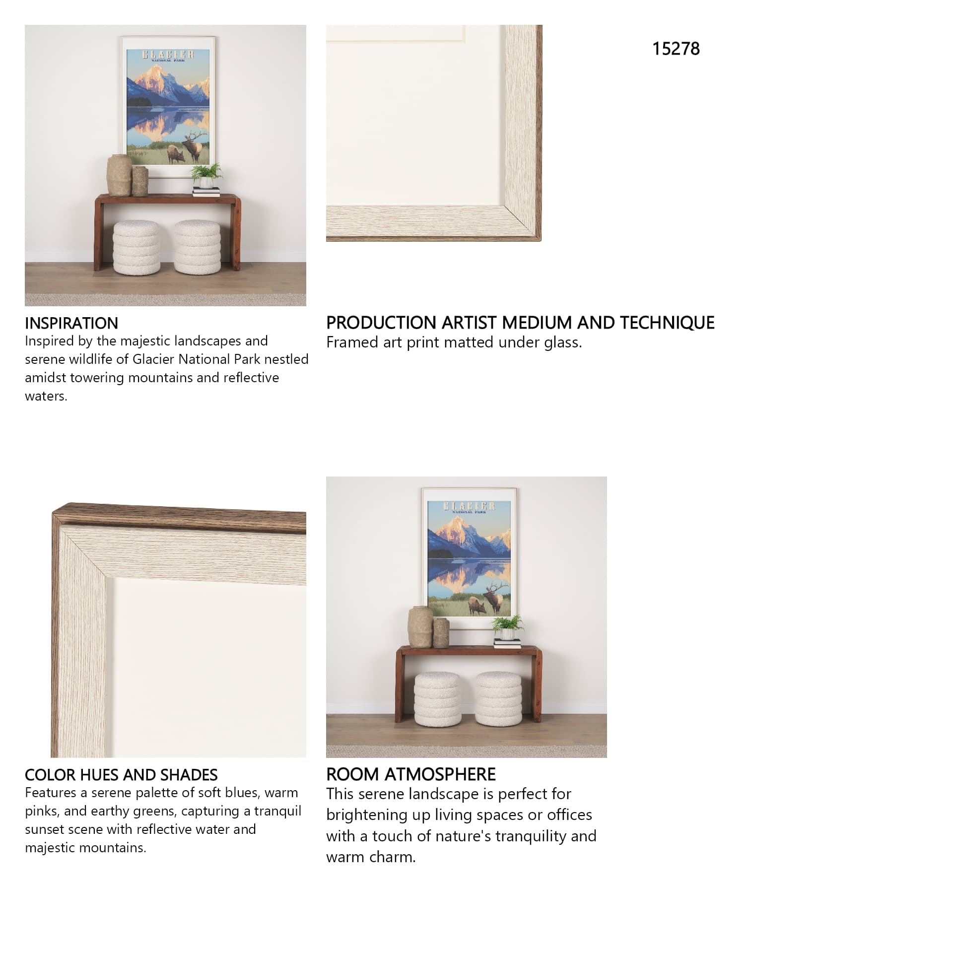 National Park - Glacier by Mark Chandon a Framed Art Print Matted under Glass — in a styled room