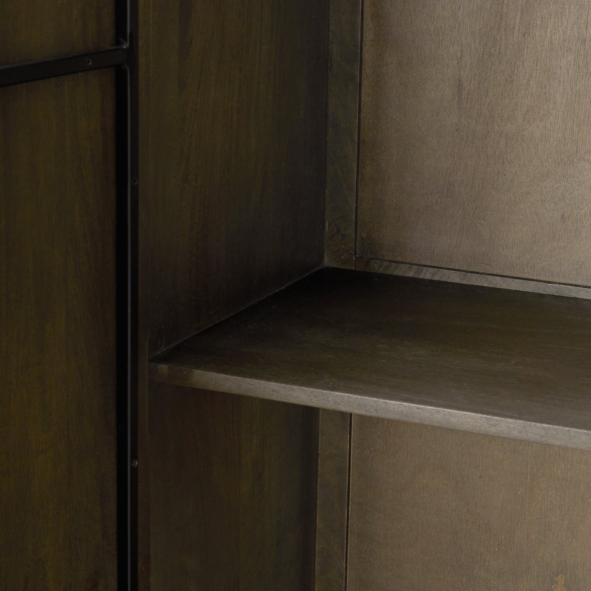 Cinder Distressed Dark Brown Wood Reeded 2-Door Closed Tall Cabinet — product photograph