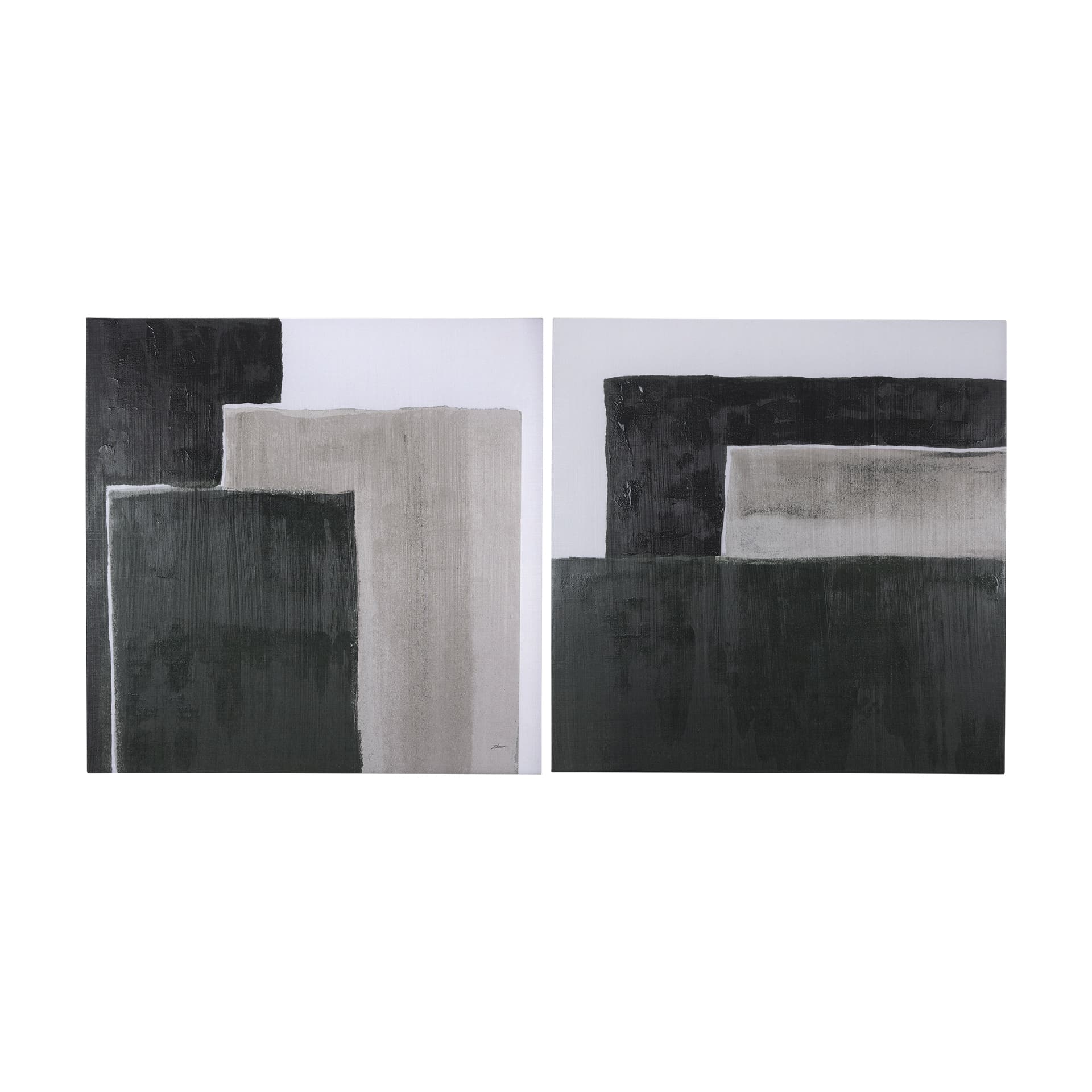 Block I by Mercana Studio a Hand Embellished Textured Canvas — product photograph