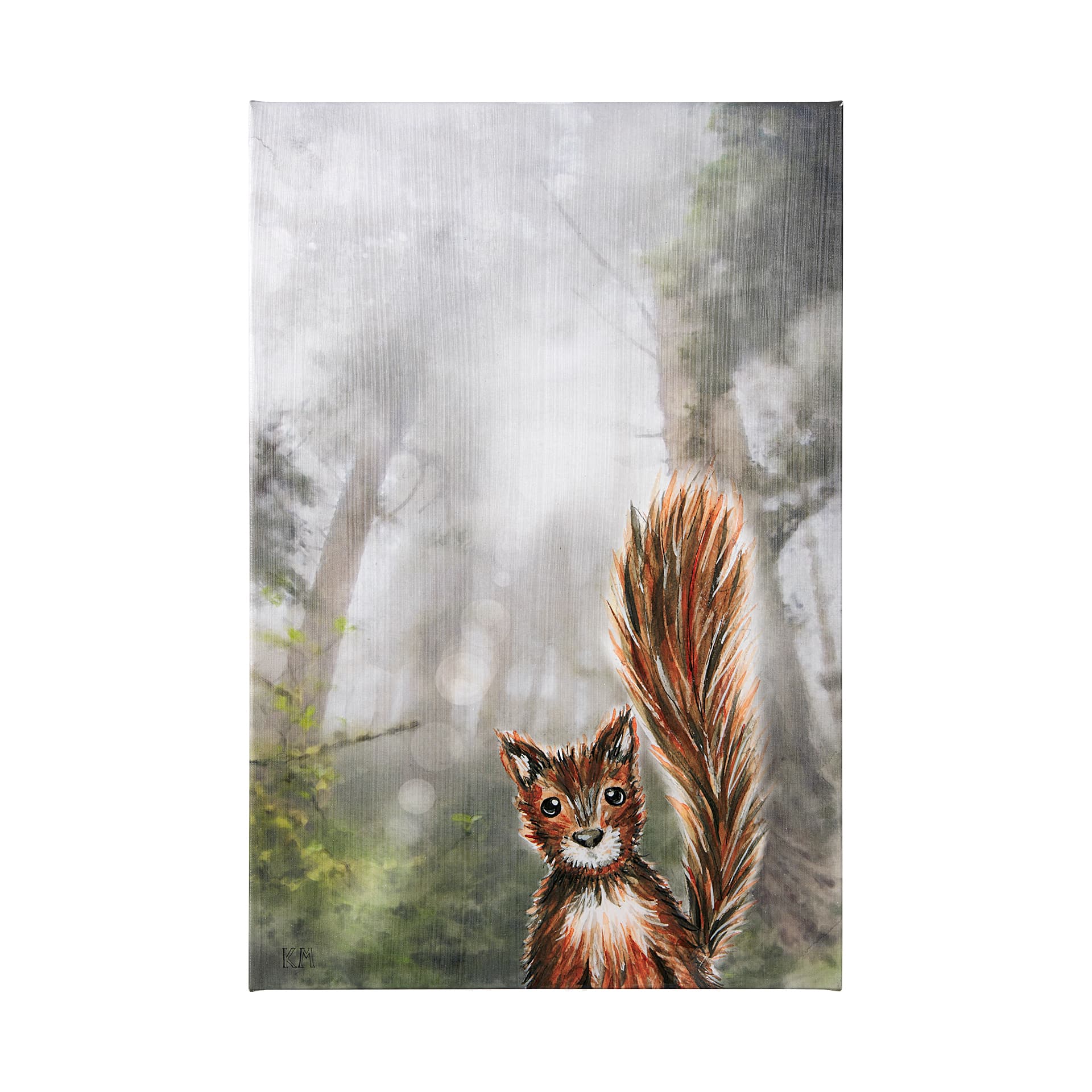 Forest Squirrel by Mercana Studio a Hand Embellished Textured Canvas — product photograph