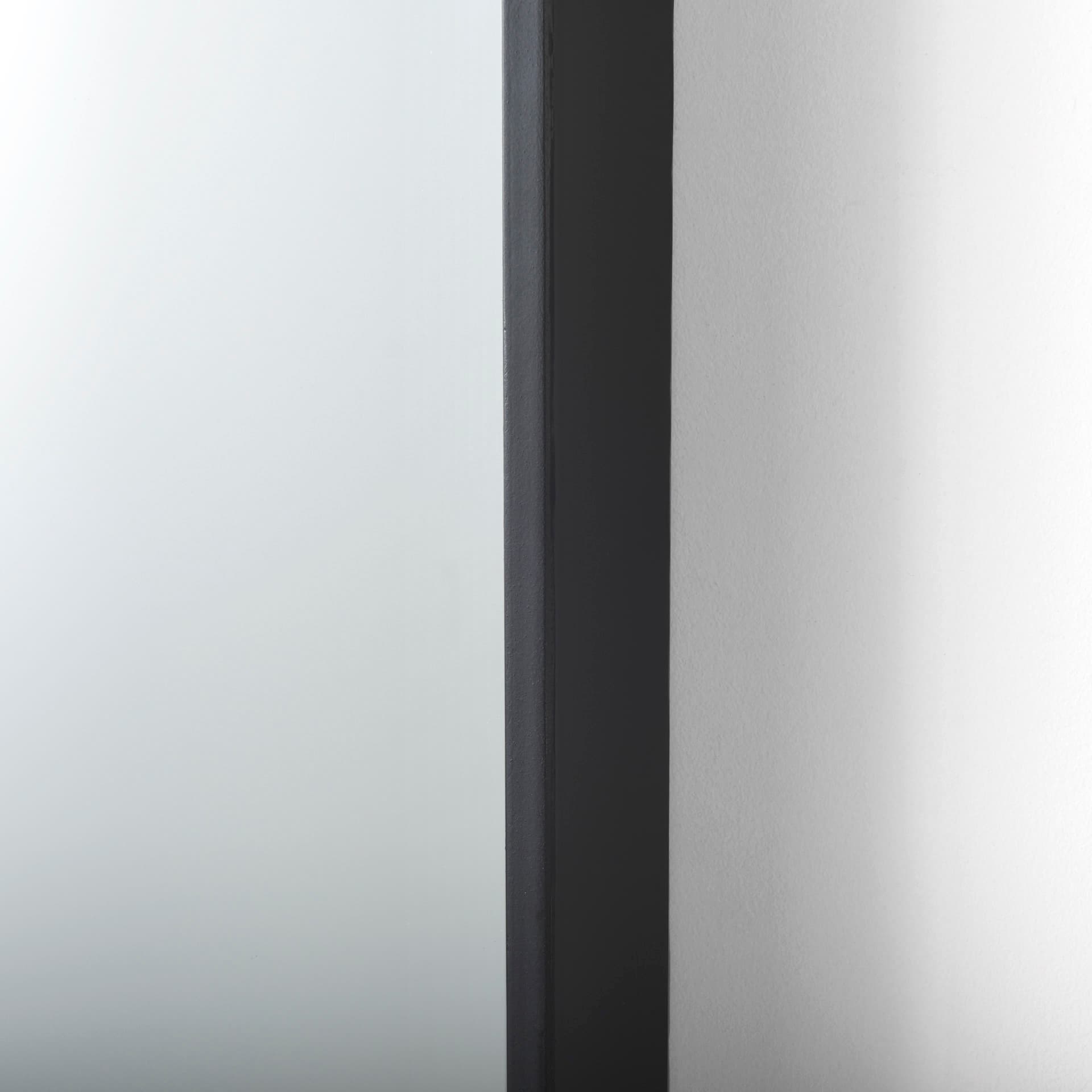 Cora 24.0L x 3.9W x 40.0H Black Metal Frame W/ Brown Wooden Shelf Arched Wall Mirror — product photograph