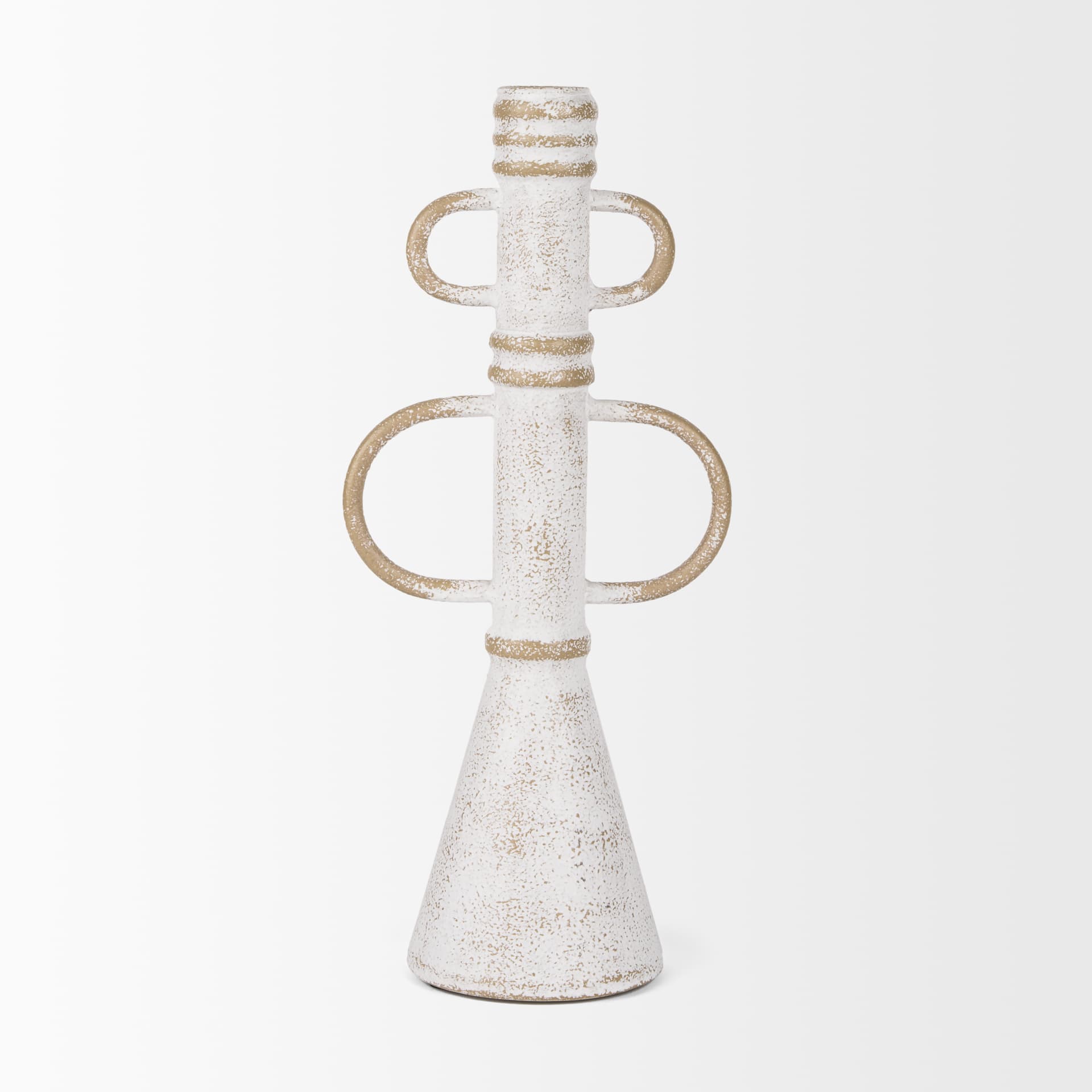 Ziva Large Distressed White Metal Sculptural Object — product photograph