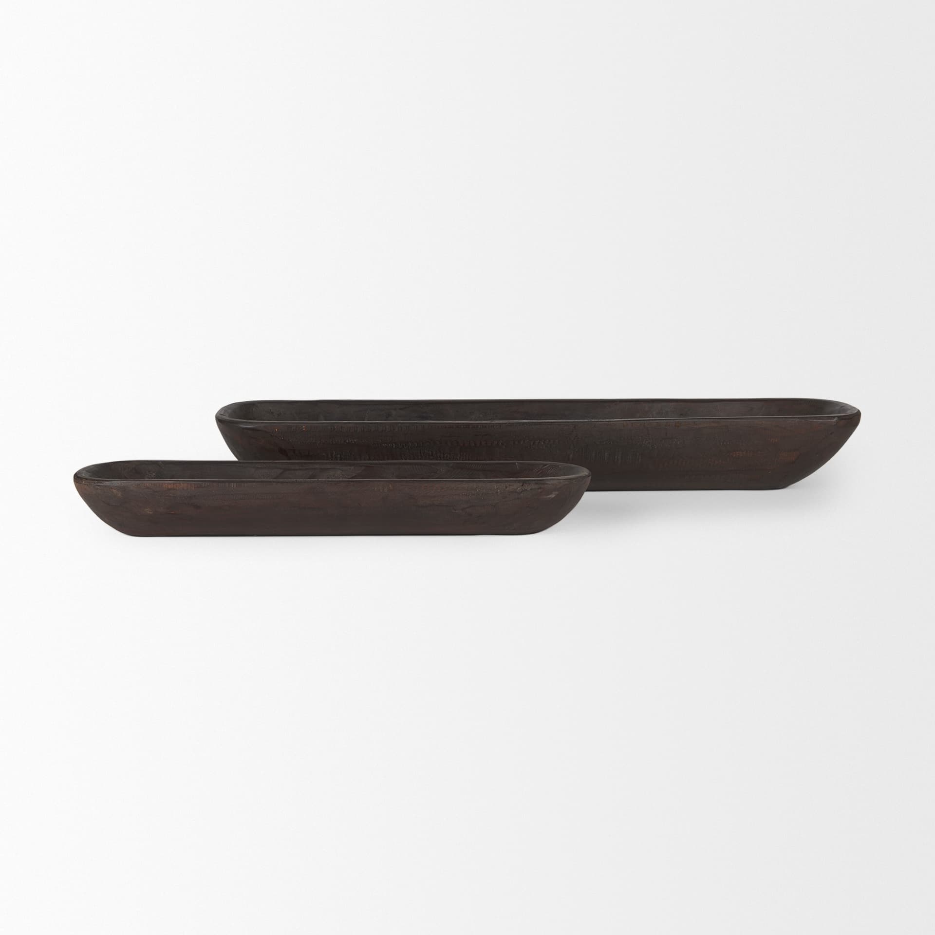 Athena Set of 2 Extra Large Black-Brown Reclaimed Wood Trays — product photograph